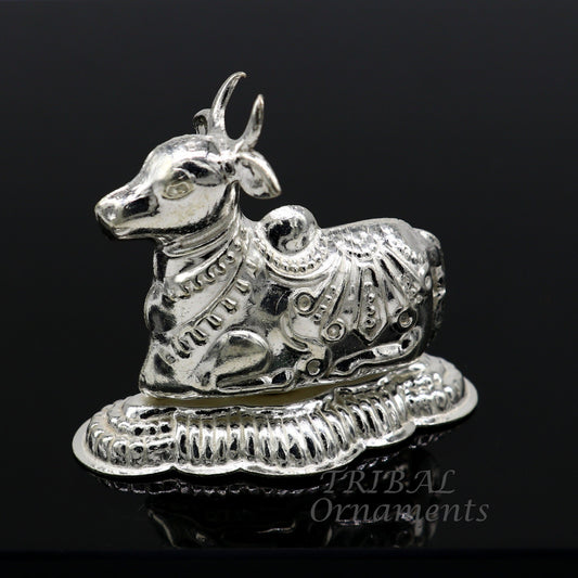 Lord Shiva Vahan Nandi Maharaj sterling silver handmade small article for puja, best gift for lord Shiva, divine statue su983 - TRIBAL ORNAMENTS