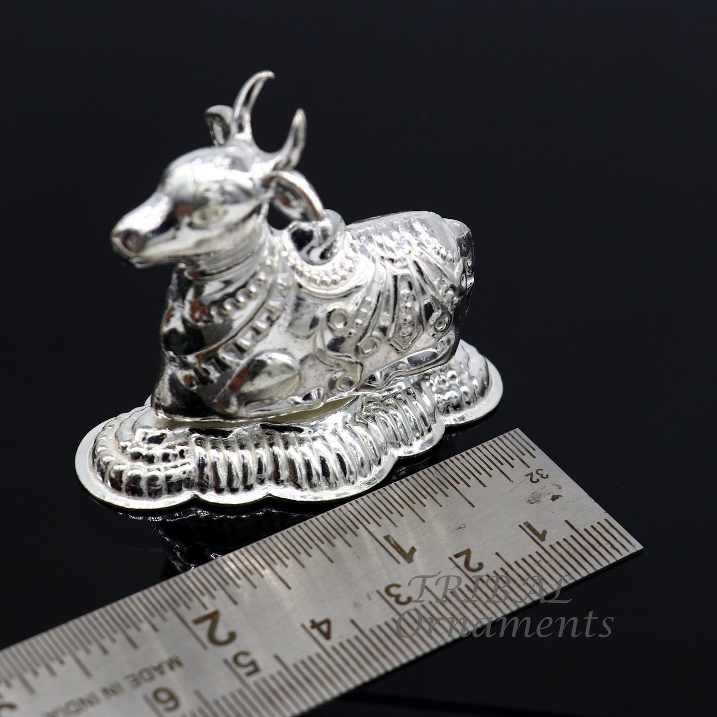 Lord Shiva Vahan Nandi Maharaj sterling silver handmade small article for puja, best gift for lord Shiva, divine statue su983 - TRIBAL ORNAMENTS