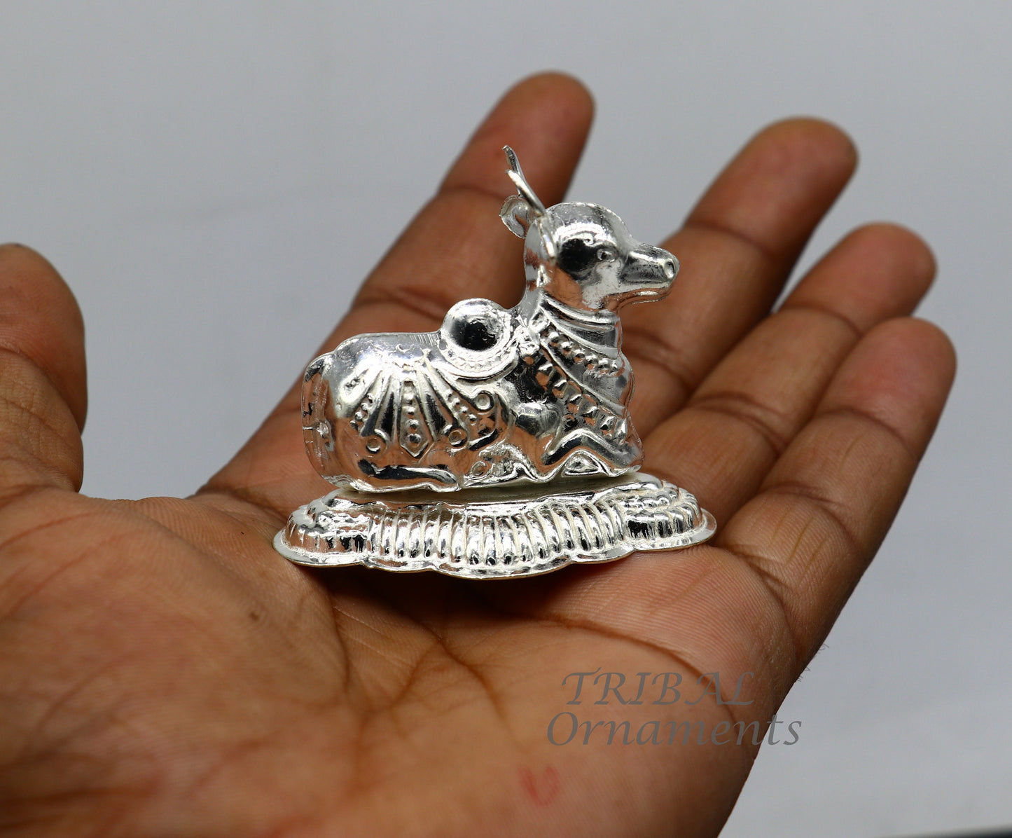 Lord Shiva Vahan Nandi Maharaj sterling silver handmade small article for puja, best gift for lord Shiva, divine statue su983 - TRIBAL ORNAMENTS