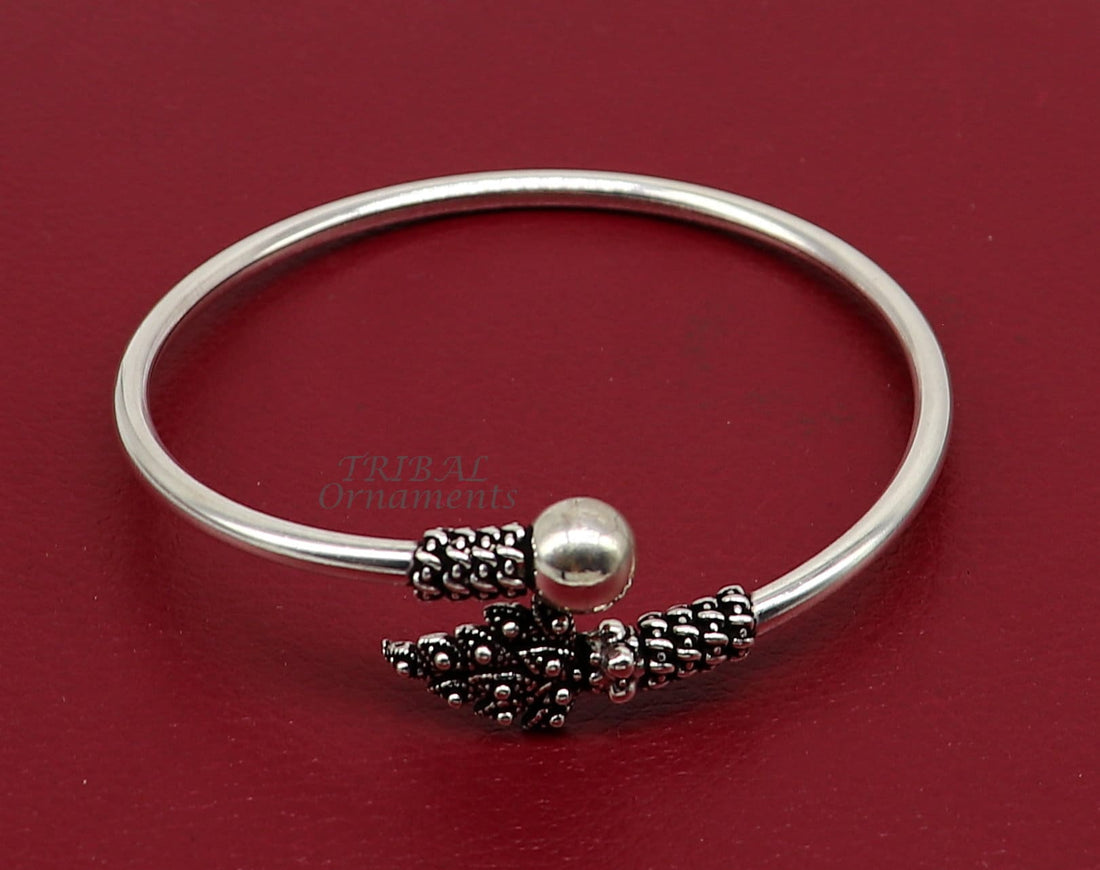 Peacock father design 925 sterling silver exclusive design handmade bangle bracelet kada for girl's women's silver jewelry nsk636 - TRIBAL ORNAMENTS