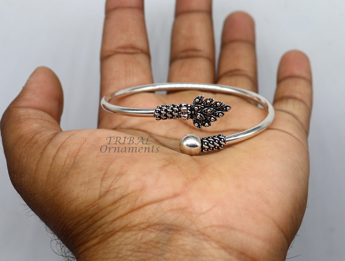 Peacock father design 925 sterling silver exclusive design handmade bangle bracelet kada for girl's women's silver jewelry nsk636 - TRIBAL ORNAMENTS