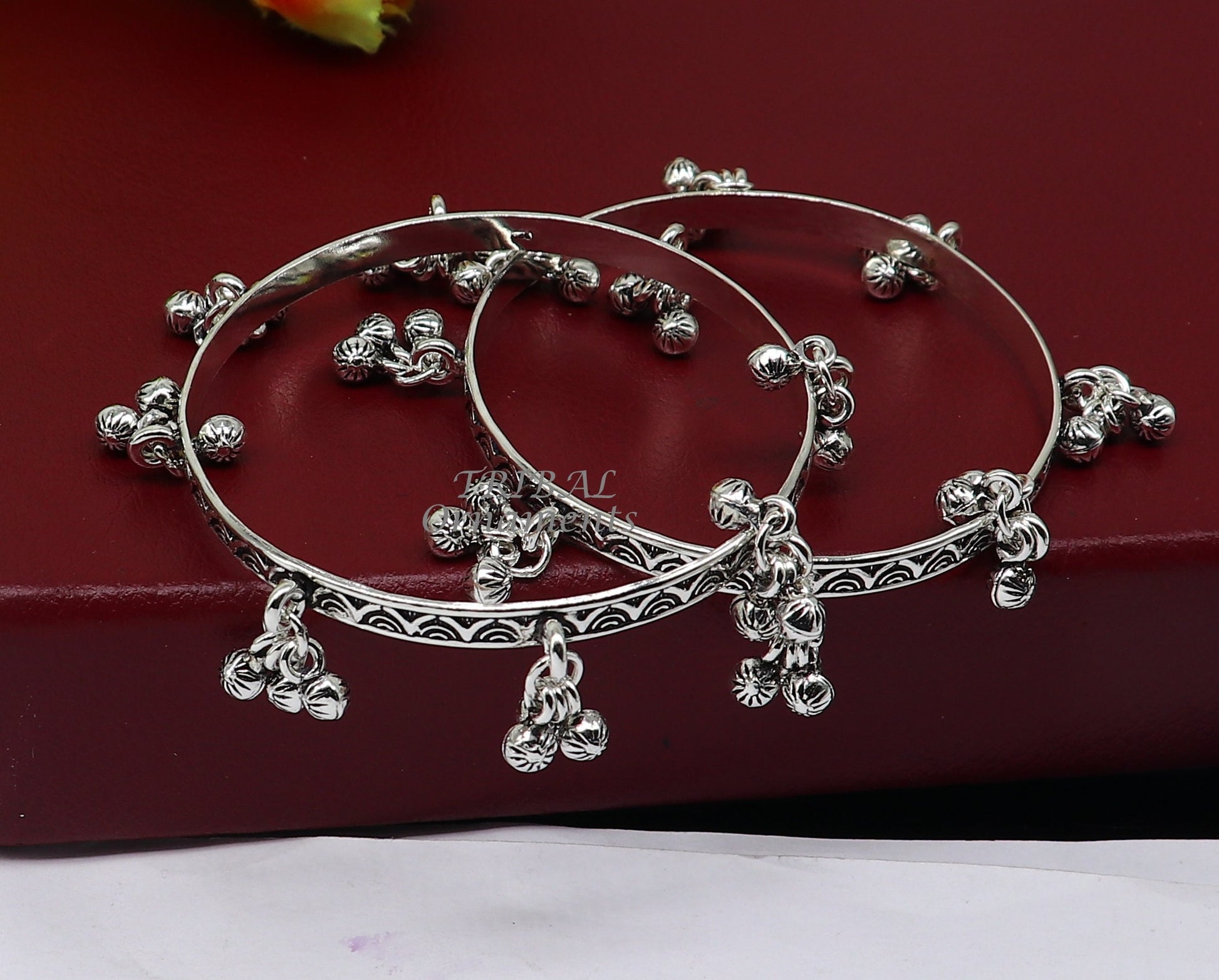 925 sterling silver handmade high quality bangles bracelet unique gorgeous jingling bells drops excellent charm brides gifting jewelry ba179 - TRIBAL ORNAMENTS