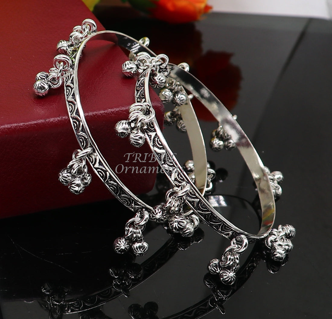 925 sterling silver handmade high quality bangles bracelet unique gorgeous jingling bells drops excellent charm brides gifting jewelry ba179 - TRIBAL ORNAMENTS
