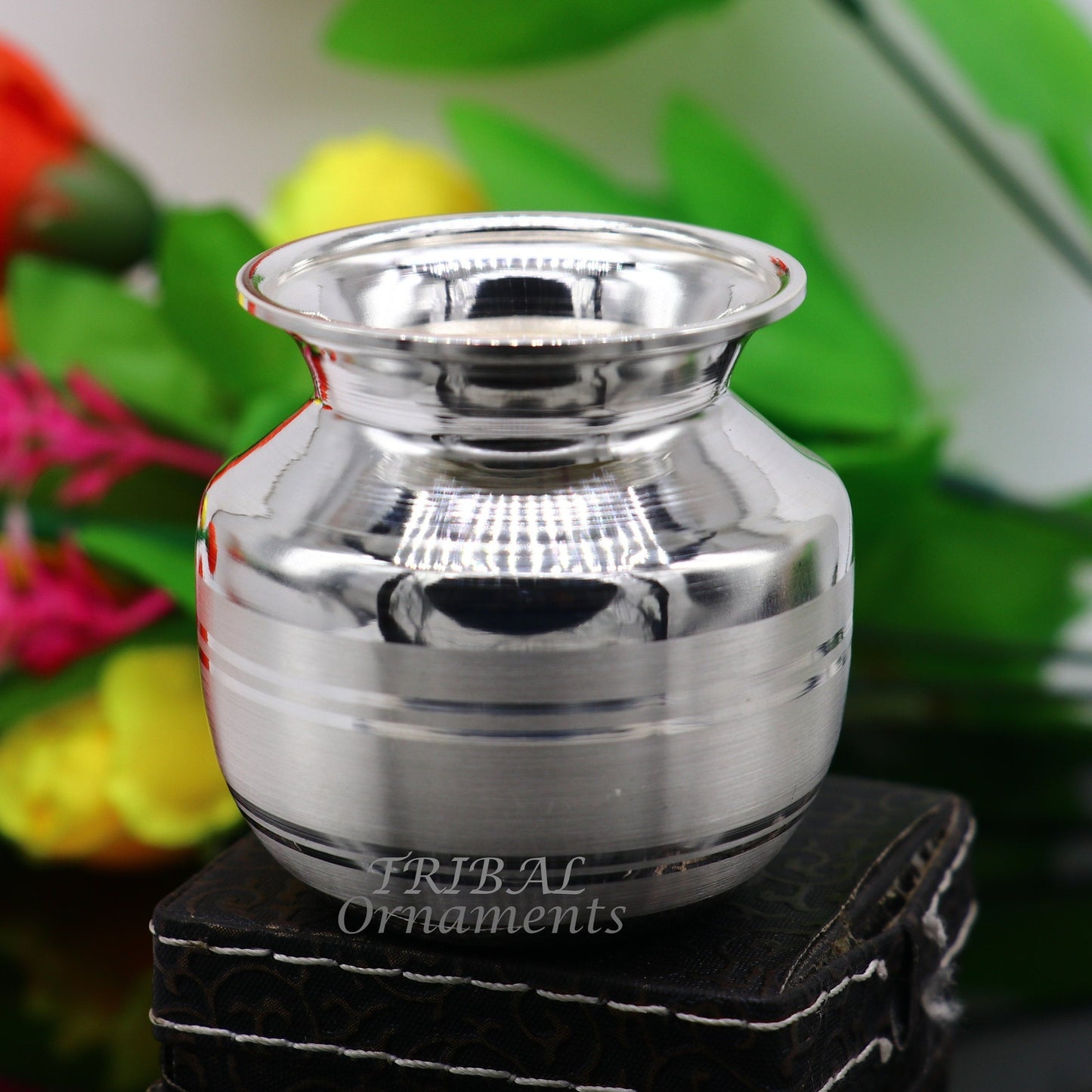 Pure 925 sterling silver handmade plain small Kalash or pot, unique special silver puja article, water or milk kalash pot india su987 - TRIBAL ORNAMENTS