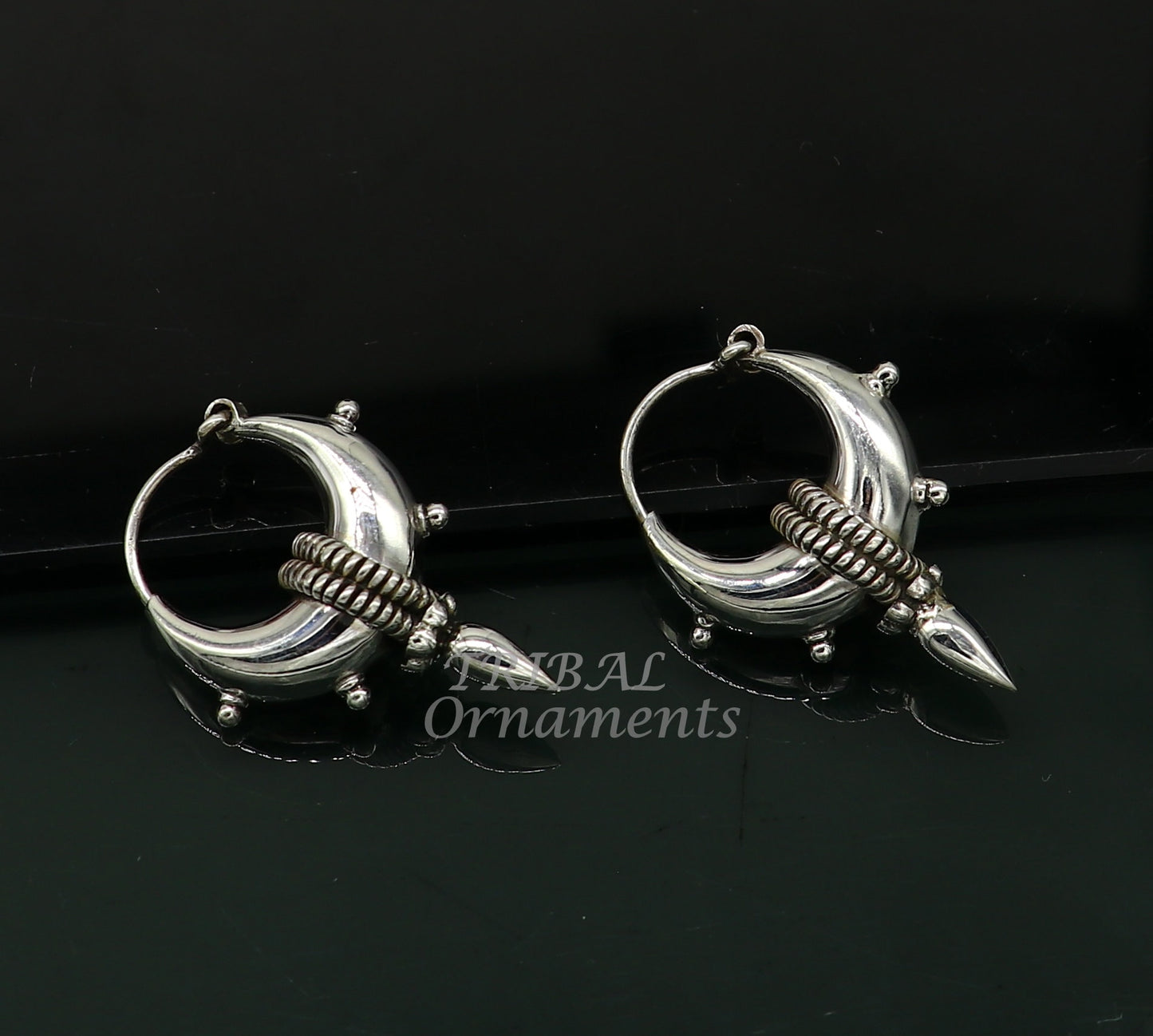 925 sterling silver handmade unique traditional cultural ethnic hoops earring bali for men's or girl's best dancing jewelry s1123 - TRIBAL ORNAMENTS