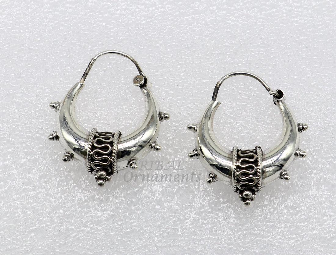 925 sterling silver handmade unique traditional cultural ethnic hoops earring bali for men's or girl's best dancing jewelry s1124 - TRIBAL ORNAMENTS