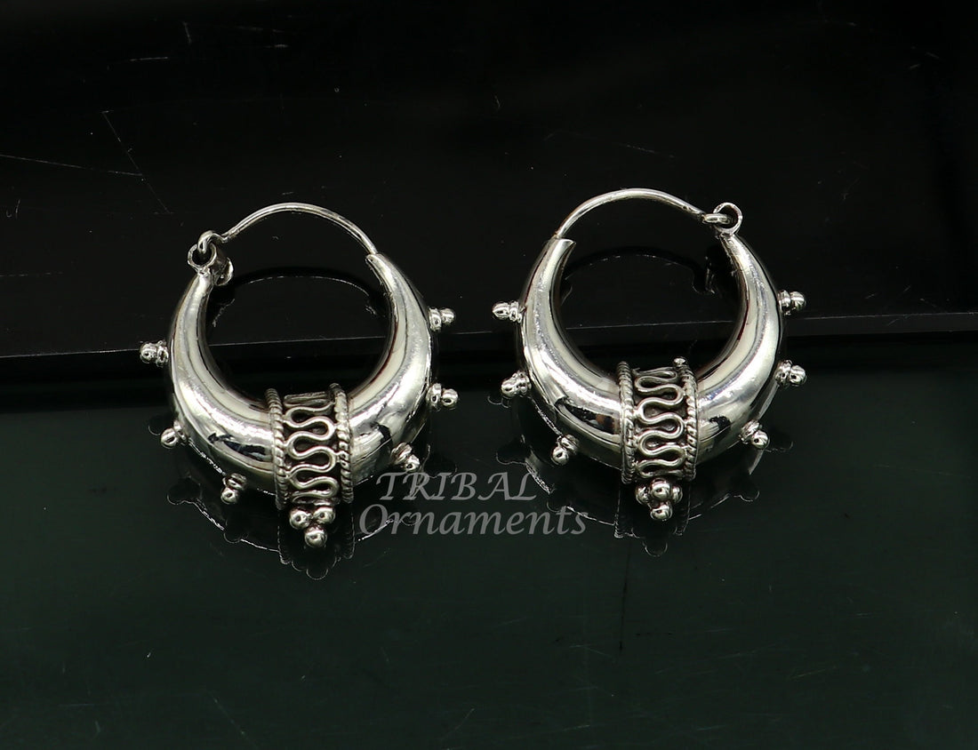 925 sterling silver handmade unique traditional cultural ethnic hoops earring bali for men's or girl's best dancing jewelry s1124 - TRIBAL ORNAMENTS