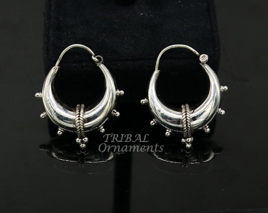 Vintage style 925 sterling silver handmade unique traditional cultural ethnic hoops earring bali for men's/girl's best dancing jewelry s1125 - TRIBAL ORNAMENTS