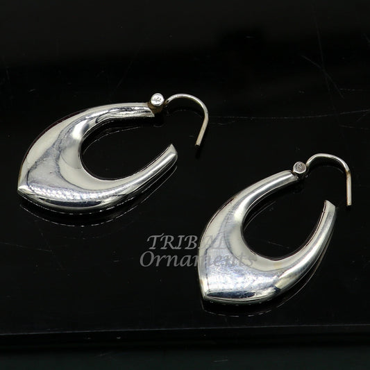 Vintage Design 925 sterling silver fabulous hoops earring, tribal kundal earring from Rajasthan India, best gifting unisex jewelry s1127 - TRIBAL ORNAMENTS