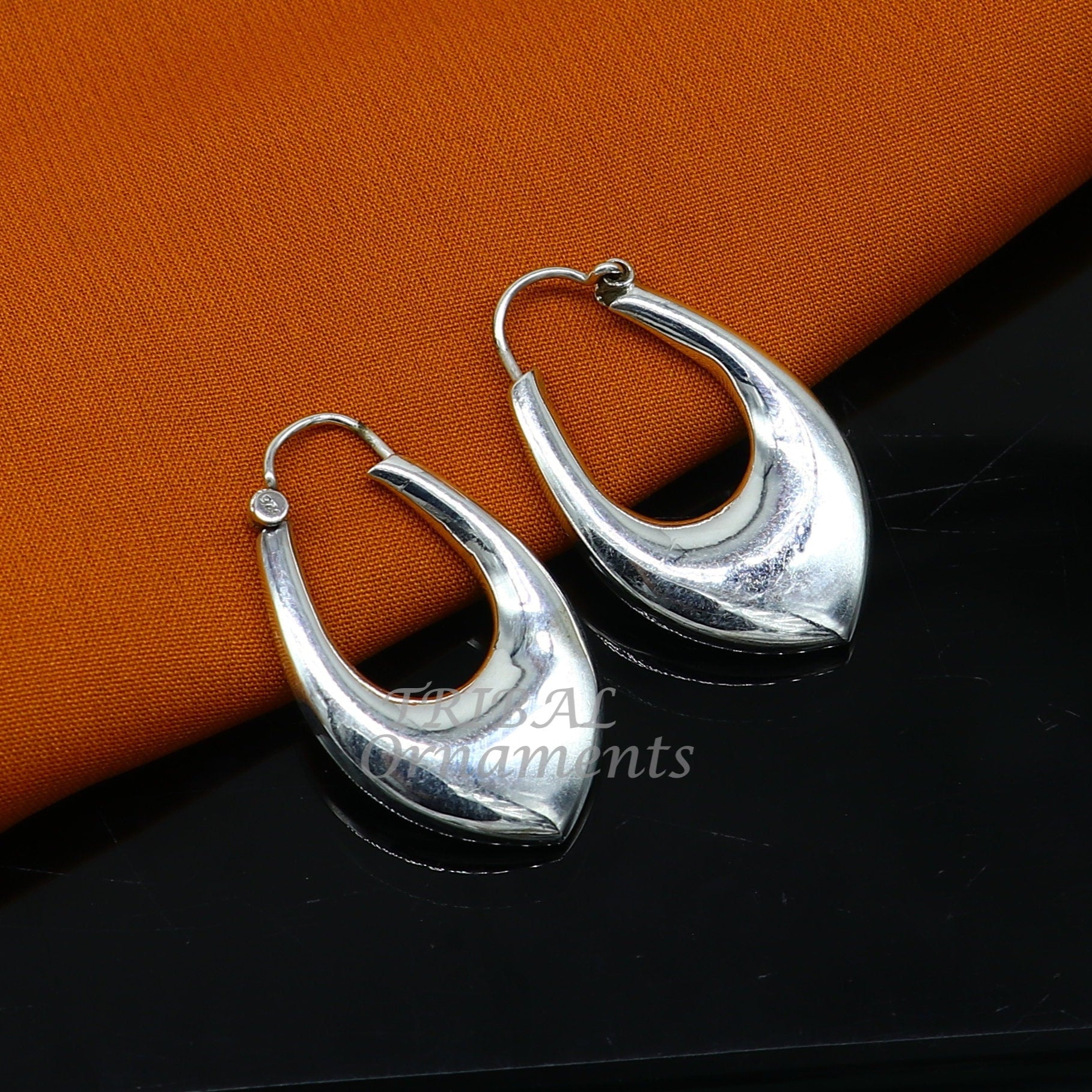 Vintage Design 925 sterling silver fabulous hoops earring, tribal kundal earring from Rajasthan India, best gifting unisex jewelry s1127 - TRIBAL ORNAMENTS