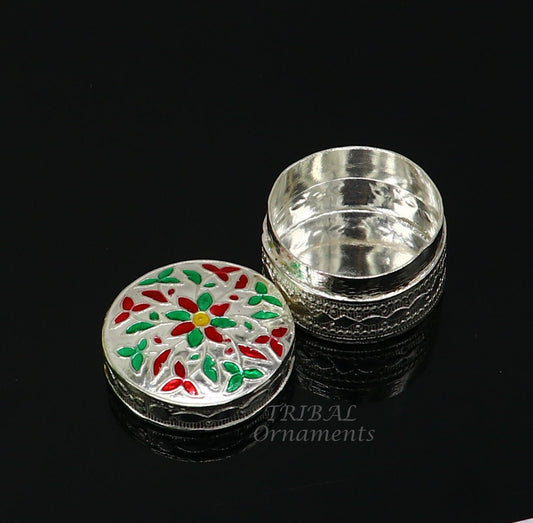 925 sterling silver trinket box, kajal box/casket box round eye liner surma box collection, container box, eyeliner box gifting art stb725 - TRIBAL ORNAMENTS