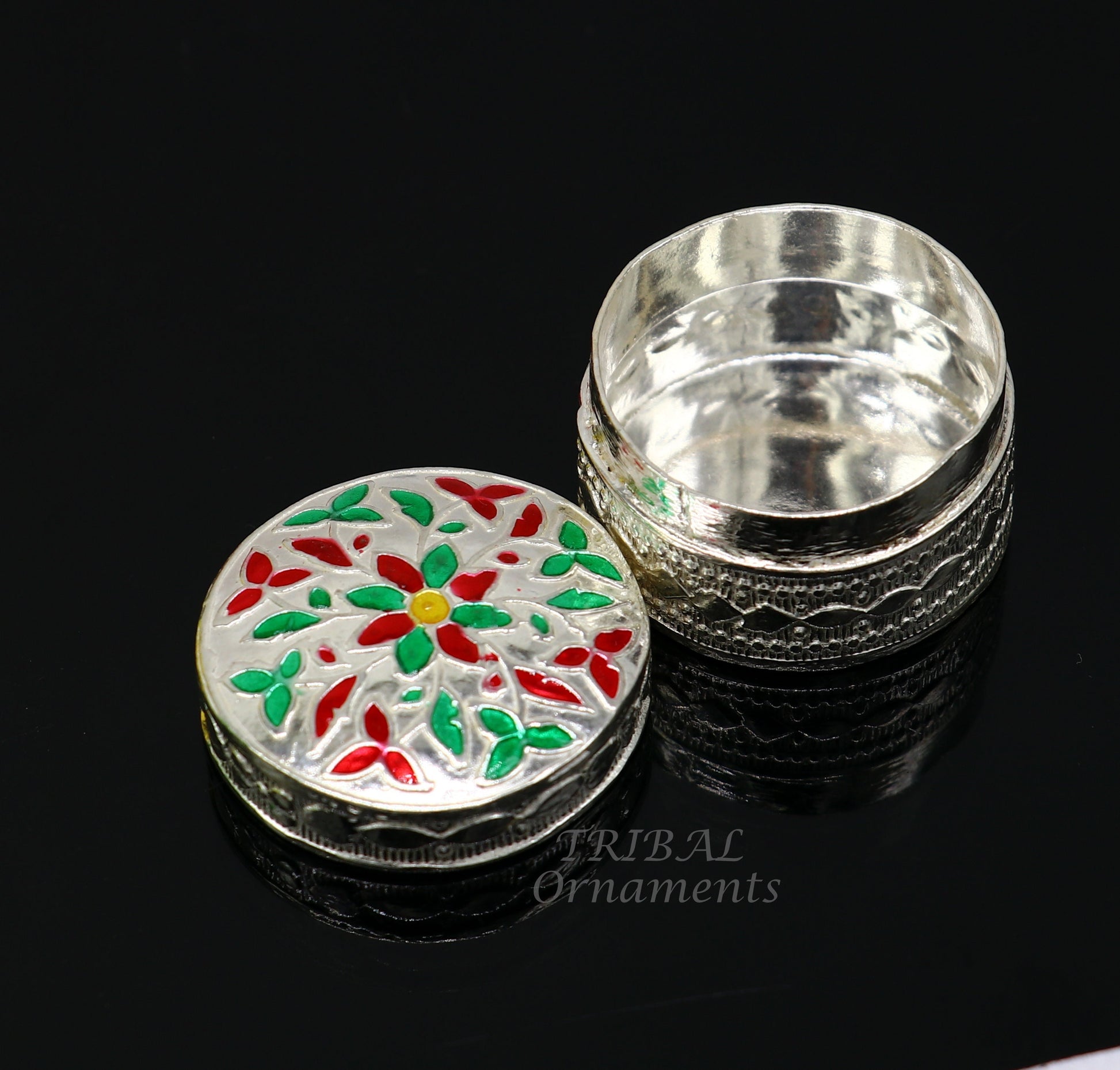 925 sterling silver trinket box, kajal box/casket box round eye liner surma box collection, container box, eyeliner box gifting art stb725 - TRIBAL ORNAMENTS