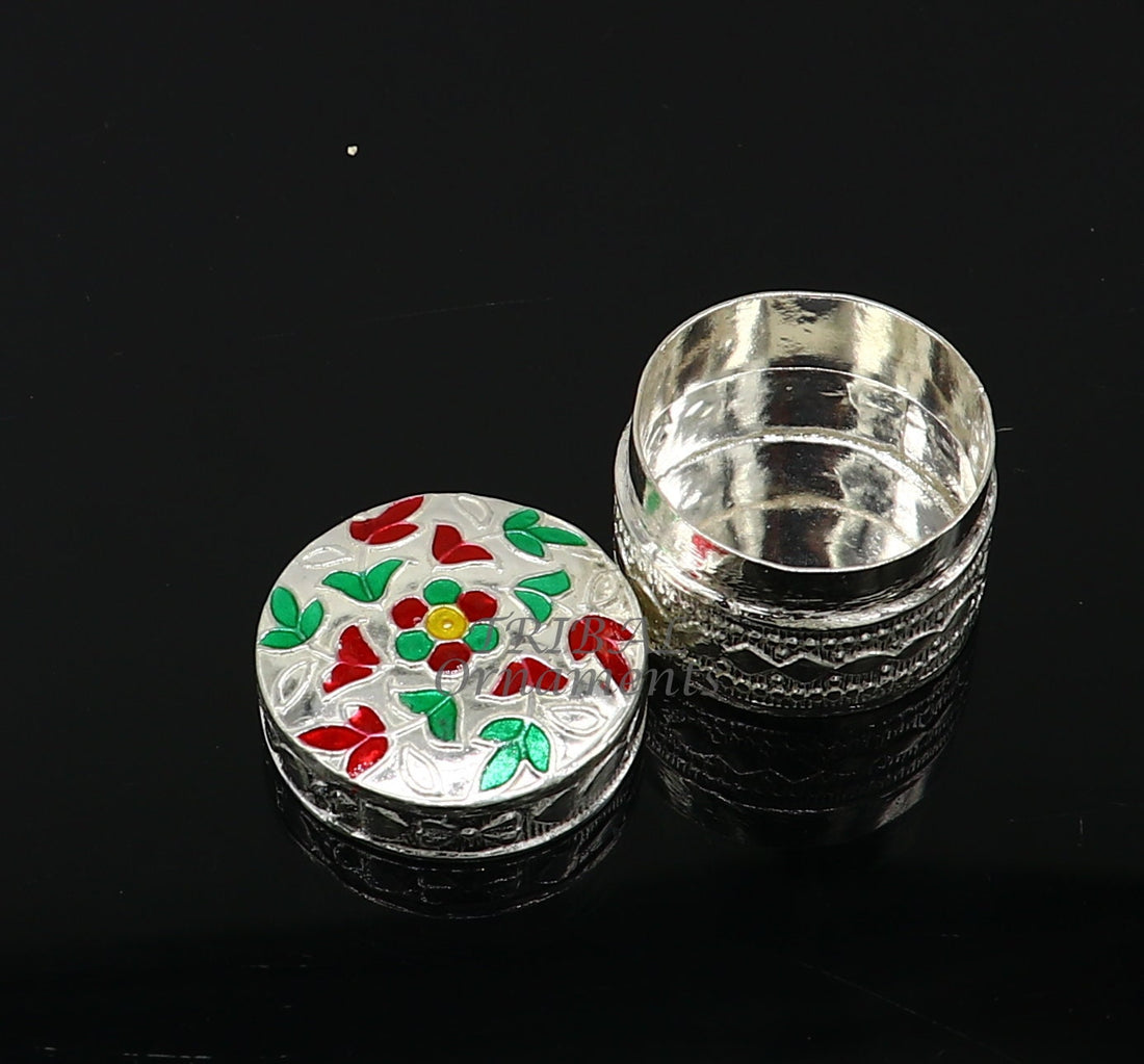 925 sterling silver trinket box, kajal box/casket box round eye liner surma box collection, container box, eyeliner box gifting art stb726 - TRIBAL ORNAMENTS