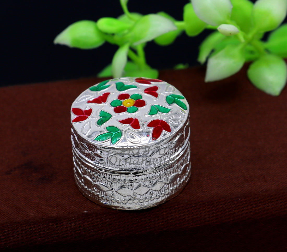 925 sterling silver trinket box, kajal box/casket box round eye liner surma box collection, container box, eyeliner box gifting art stb726 - TRIBAL ORNAMENTS