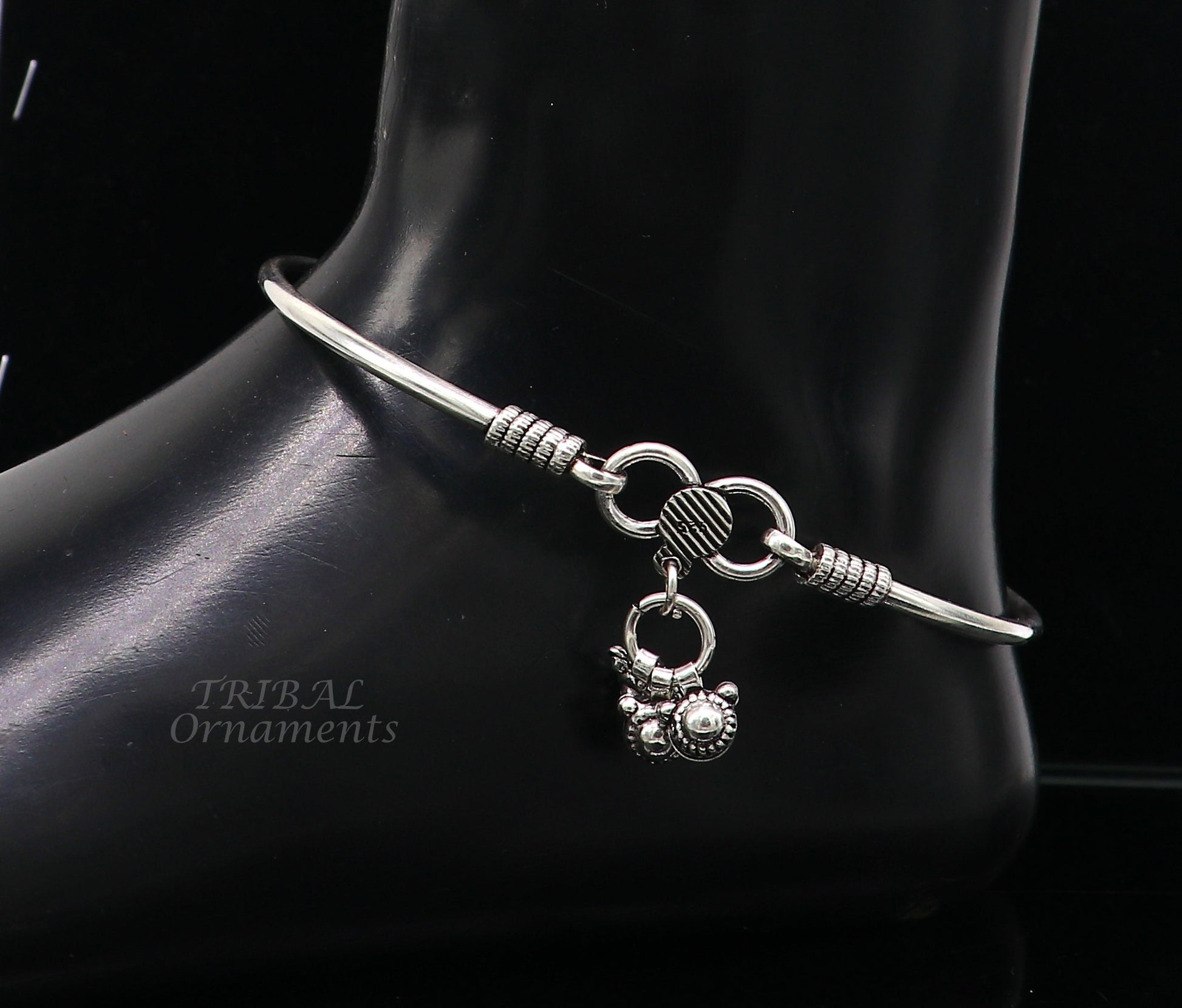 925 sterling silver handmade plain bright design gorgeous customized foot bracelet anklet kada belly dance jewelry nsfk93 - TRIBAL ORNAMENTS