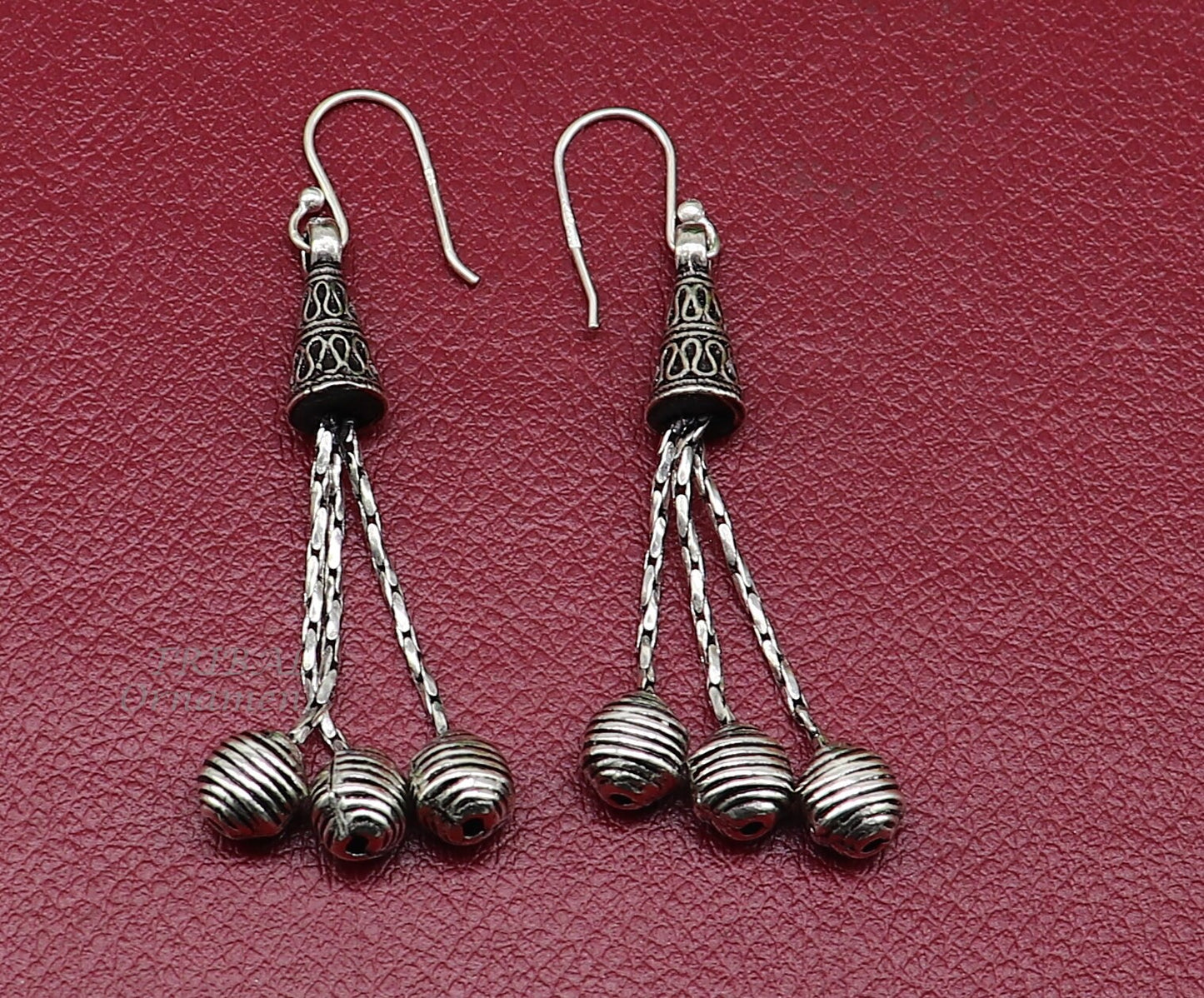 925 sterling silver handmade fabulous Drop dangling hoops earring, stylish customized long earring personalized brides wedding gift s1132 - TRIBAL ORNAMENTS