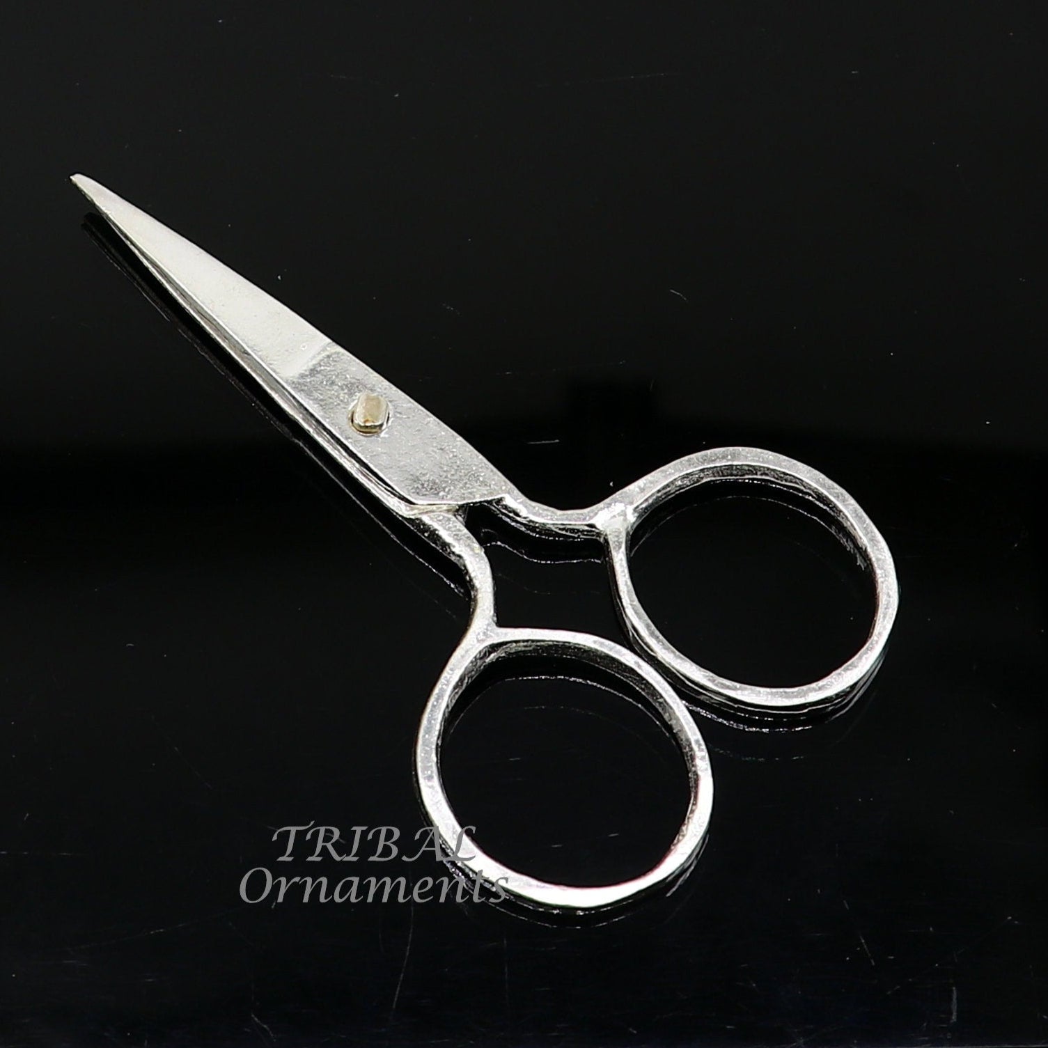 925 sterling silver handmade solid scissor, amazing unique silver tools for gifting to idols or puja articles su992 - TRIBAL ORNAMENTS