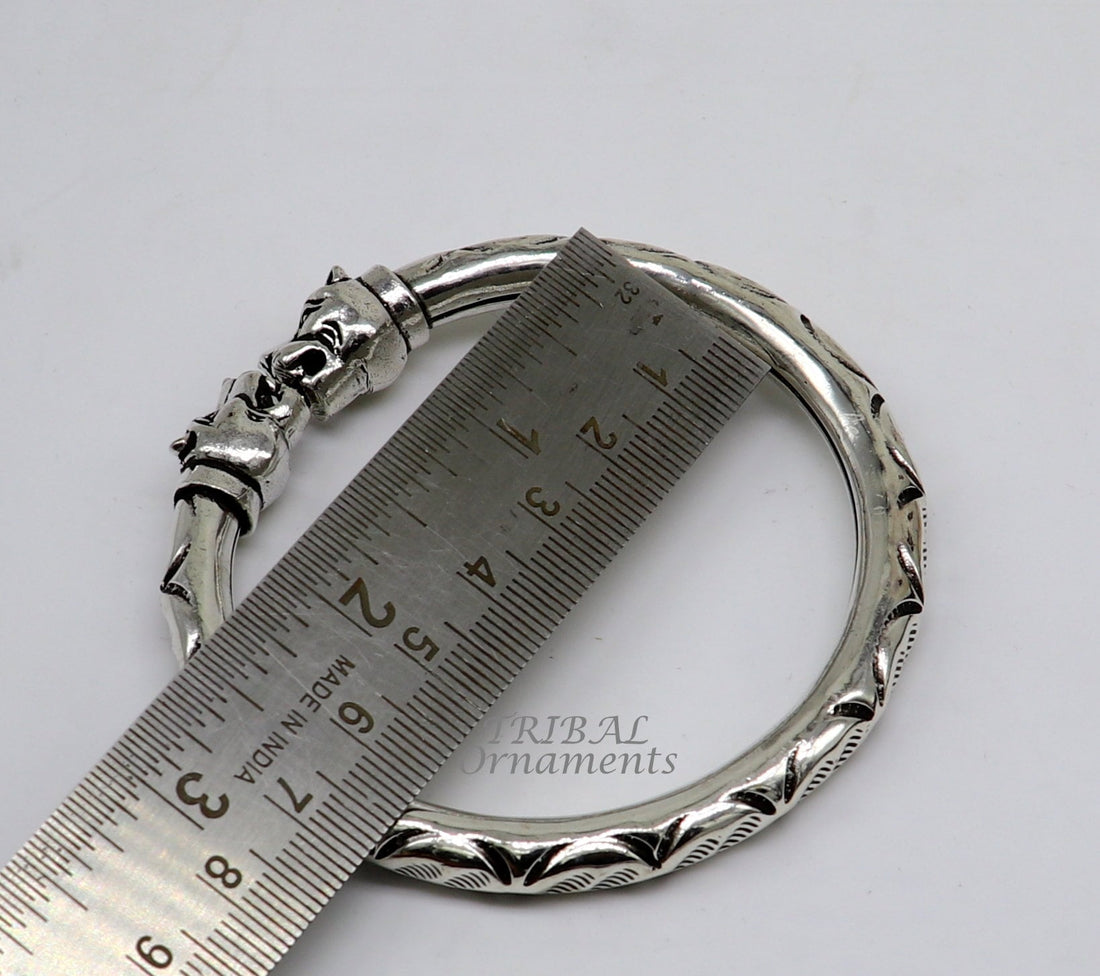 925 sterling silver fabulous lion face stylish attractive kada bangle bracelet pretty work attractive tribal belly dance jewelry nsk616 - TRIBAL ORNAMENTS