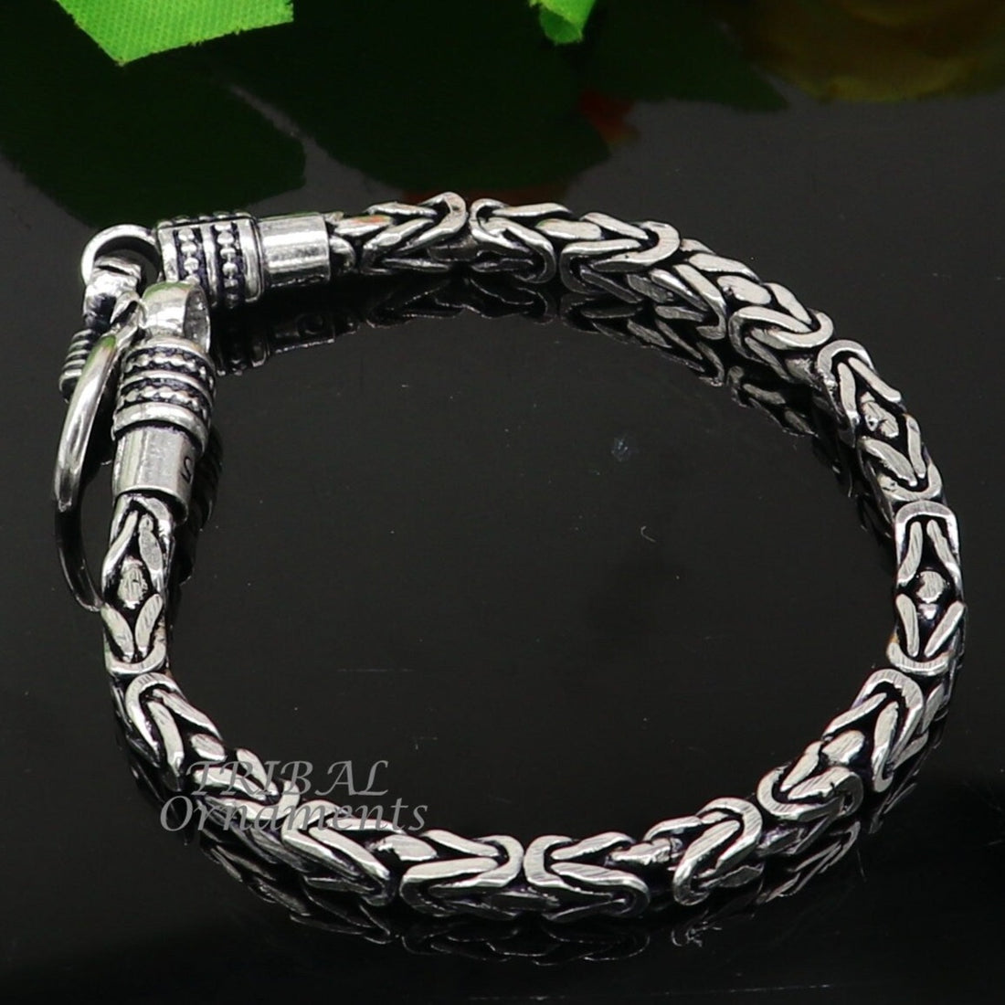 4mm 8"/9" Unique byzantine vintage design 925 Sterling silver handmade chain bracelet flexible bracelet unisex jewelry from india  sbr428 - TRIBAL ORNAMENTS