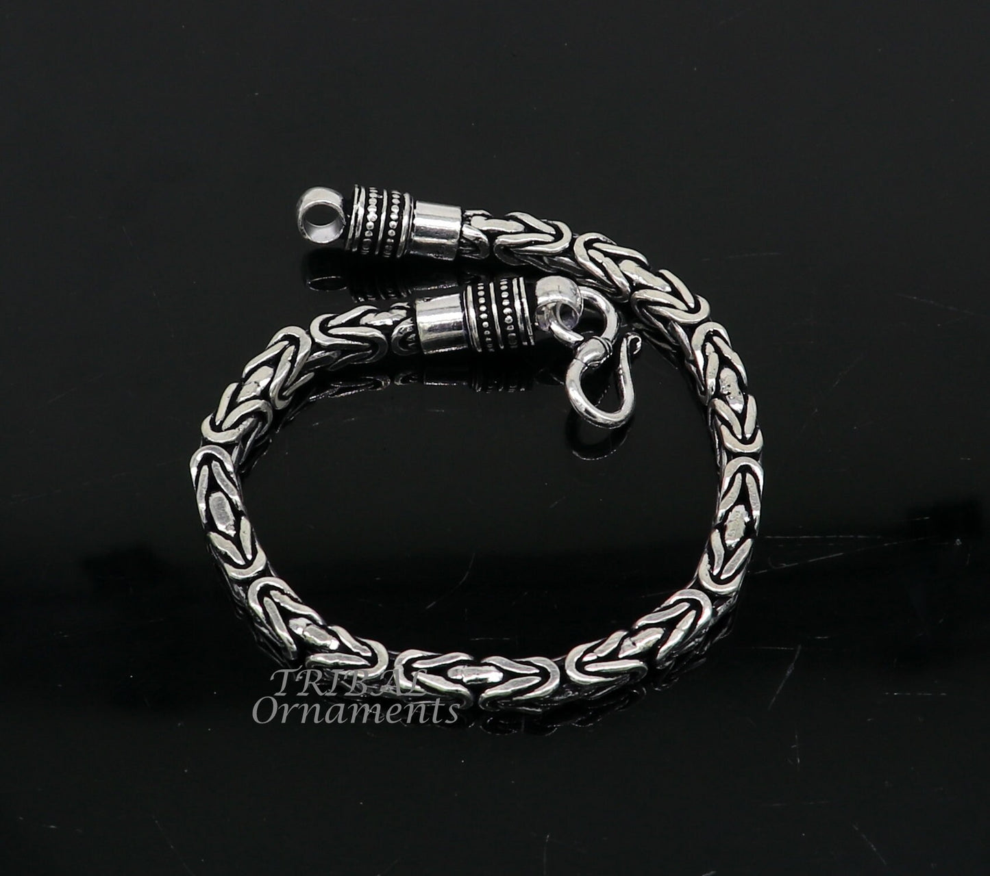 5mm 9"/9.5" Unique byzantine vintage design 925 Sterling silver handmade chain bracelet flexible bracelet unisex jewelry from india  sbr430 - TRIBAL ORNAMENTS