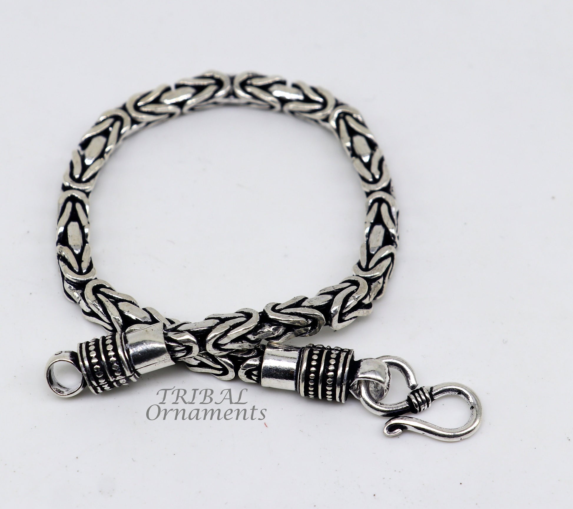 5mm 9"/9.5" Unique byzantine vintage design 925 Sterling silver handmade chain bracelet flexible bracelet unisex jewelry from india  sbr430 - TRIBAL ORNAMENTS