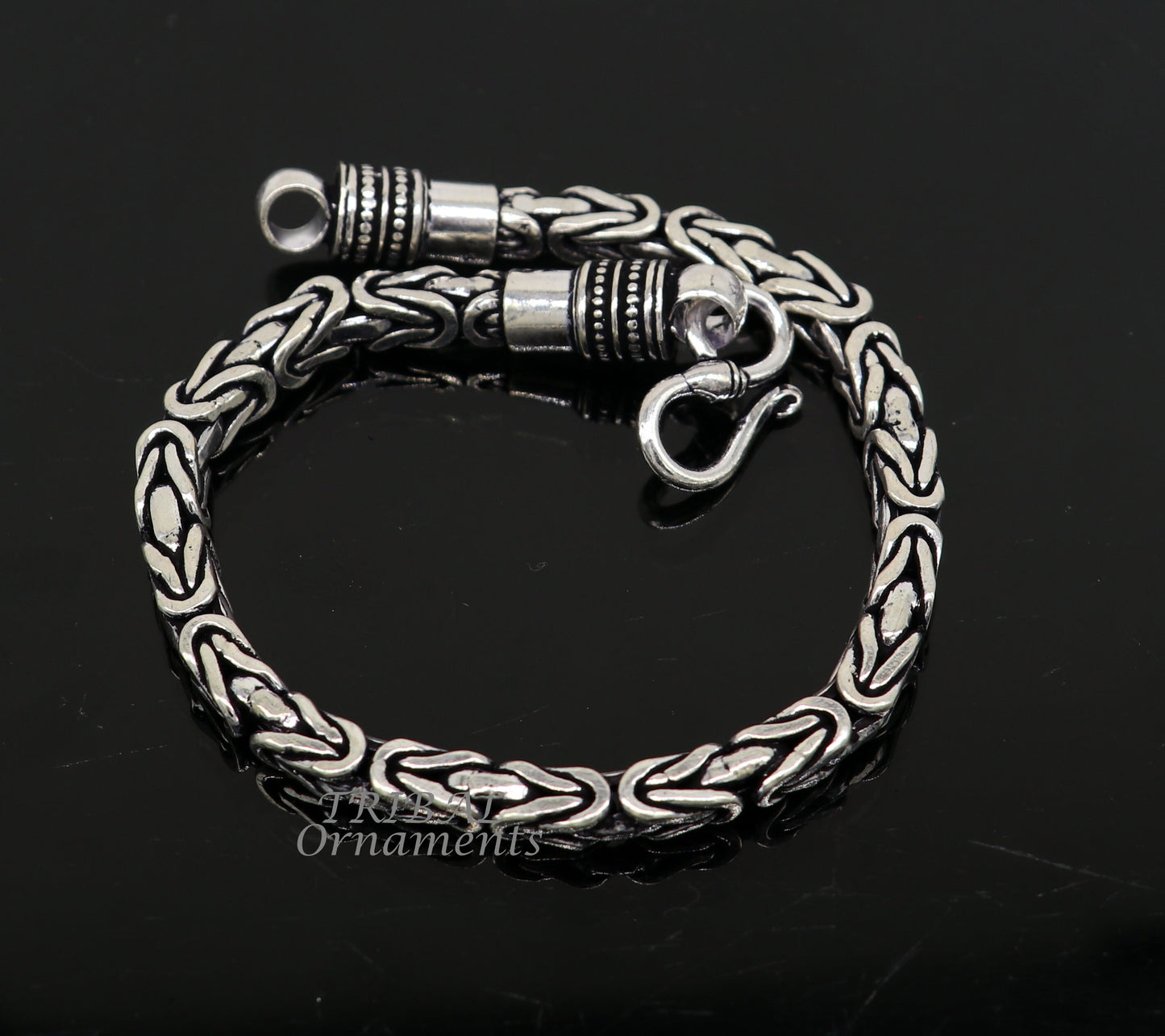 5mm 9"/9.5" Unique byzantine vintage design 925 Sterling silver handmade chain bracelet flexible bracelet unisex jewelry from india  sbr430 - TRIBAL ORNAMENTS