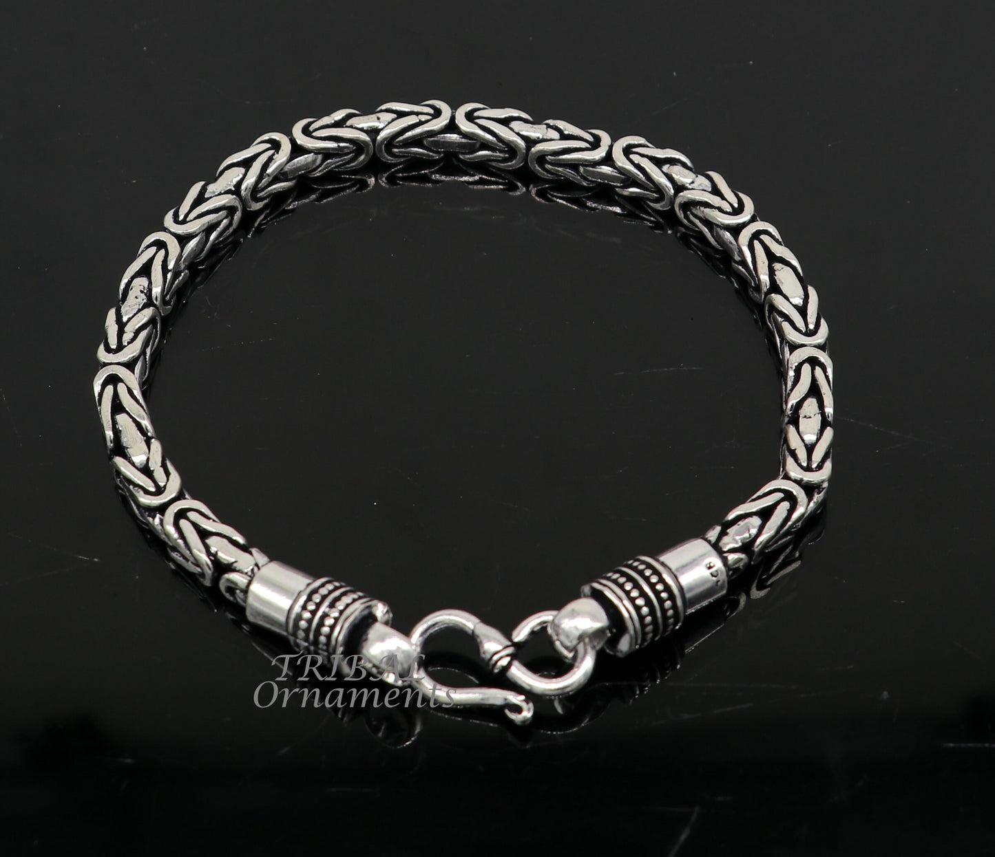 5mm 9"/9.5" Unique byzantine vintage design 925 Sterling silver handmade chain bracelet flexible bracelet unisex jewelry from india  sbr430 - TRIBAL ORNAMENTS