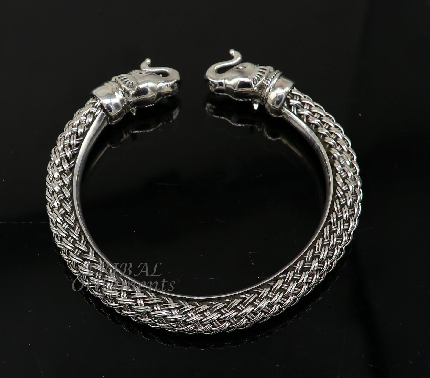 925 sterling silver traditional cultural ethnic elephant kada bangle bracelet pretty attractive tribal cuff bracelet ethnic jewelry  nsk623 - TRIBAL ORNAMENTS