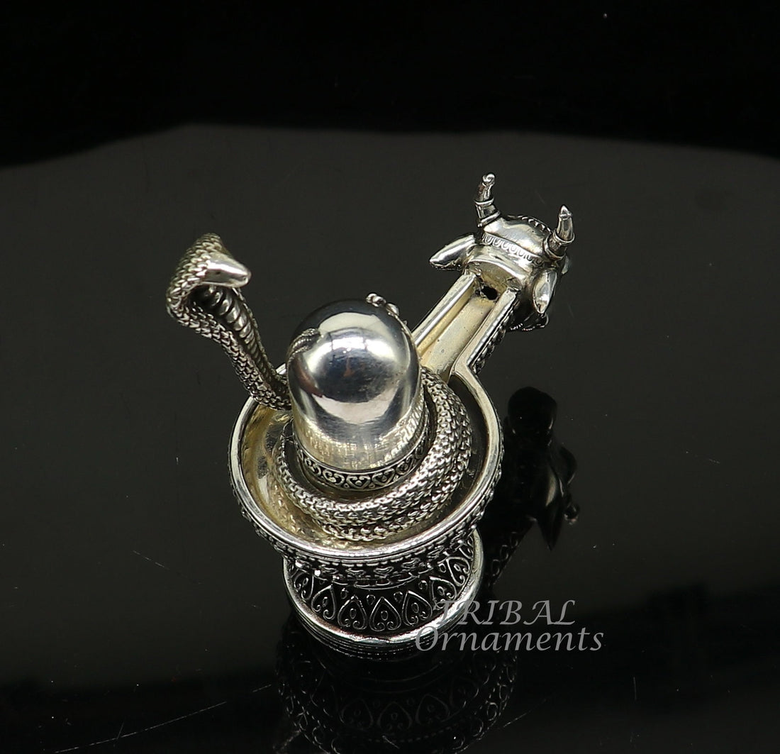 925 sterling silver high quality lord Shiva lingam Jalheri, Divine Shiva lingam at home temple puja worshipping article from india su993 - TRIBAL ORNAMENTS