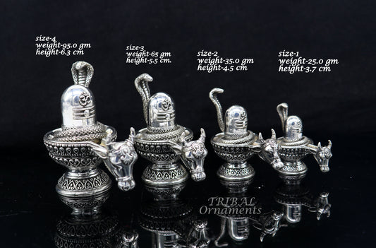 925 sterling silver high quality lord Shiva lingam Jalheri, Divine Shiva lingam at home temple puja worshipping article from india su993 - TRIBAL ORNAMENTS