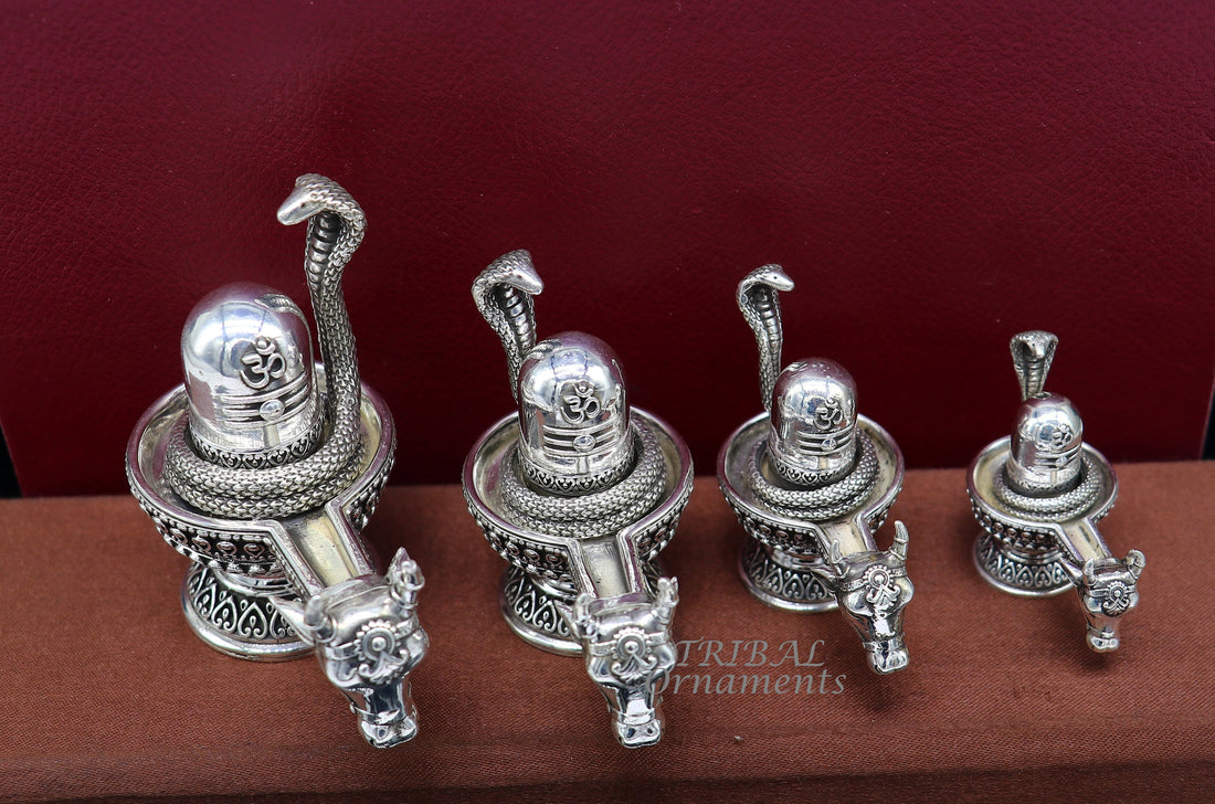 925 sterling silver high quality lord Shiva lingam Jalheri, Divine Shiva lingam at home temple puja worshipping article from india su993 - TRIBAL ORNAMENTS