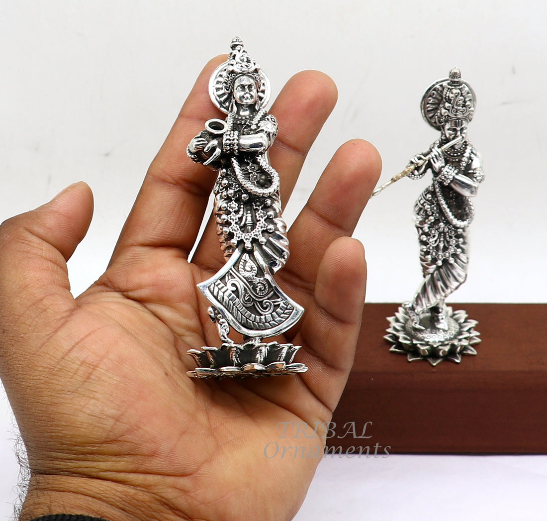 925 sterling silver handmade idol Radha krishna tiny statue, amazing design lord Krishna figurine jewelry tribal jewelry su996 - TRIBAL ORNAMENTS