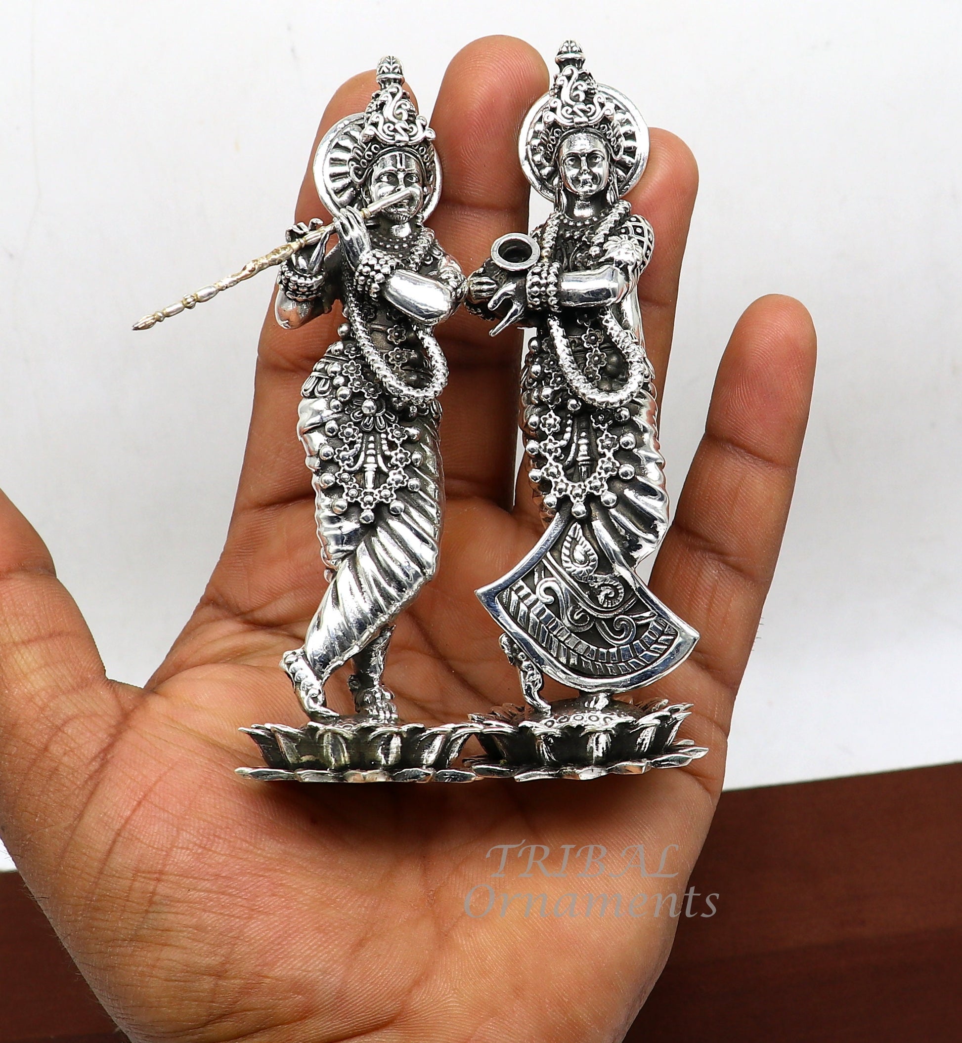 925 sterling silver handmade idol Radha krishna tiny statue, amazing design lord Krishna figurine jewelry tribal jewelry su996 - TRIBAL ORNAMENTS