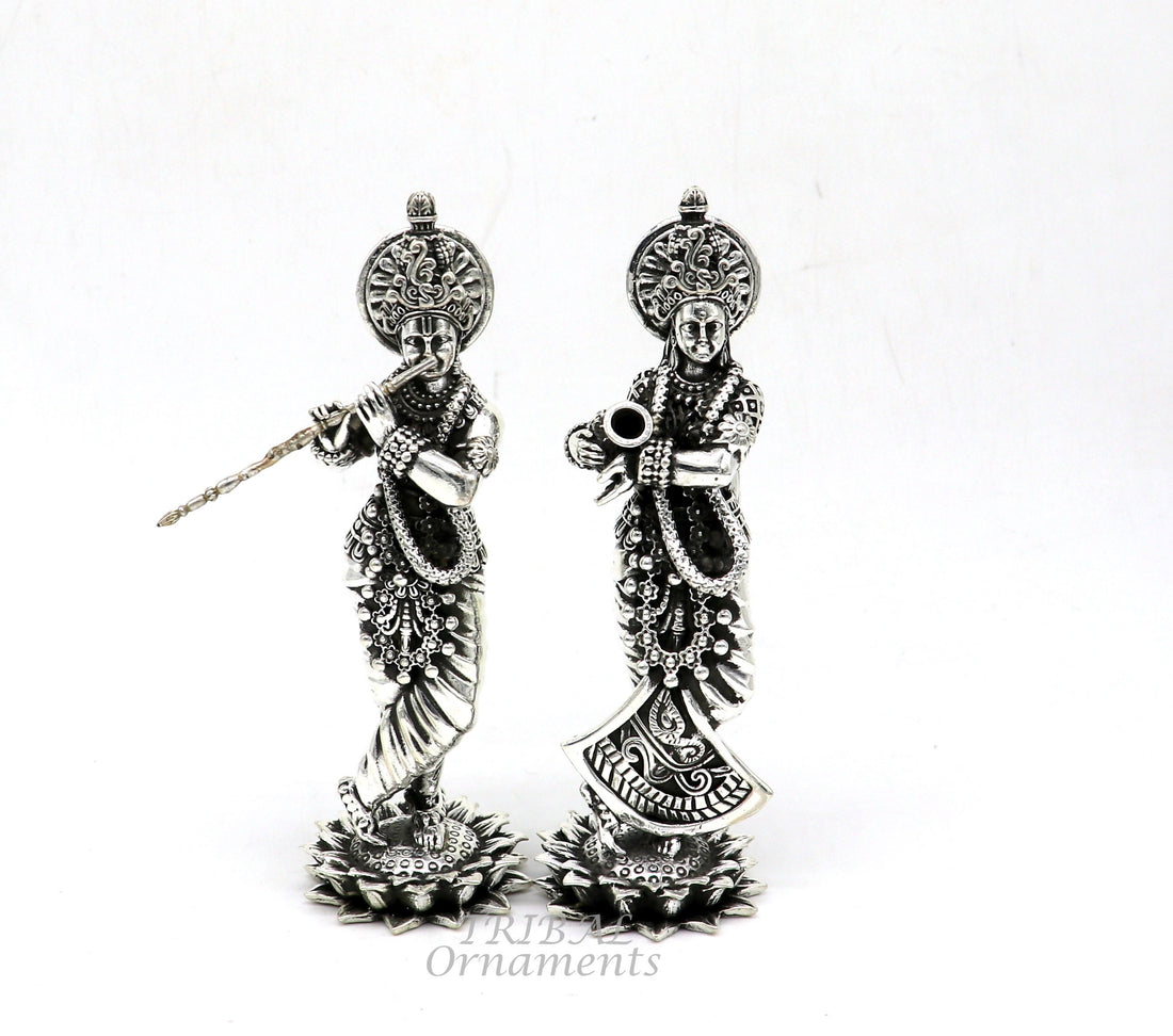 925 sterling silver handmade idol Radha krishna tiny statue, amazing design lord Krishna figurine jewelry tribal jewelry su996 - TRIBAL ORNAMENTS