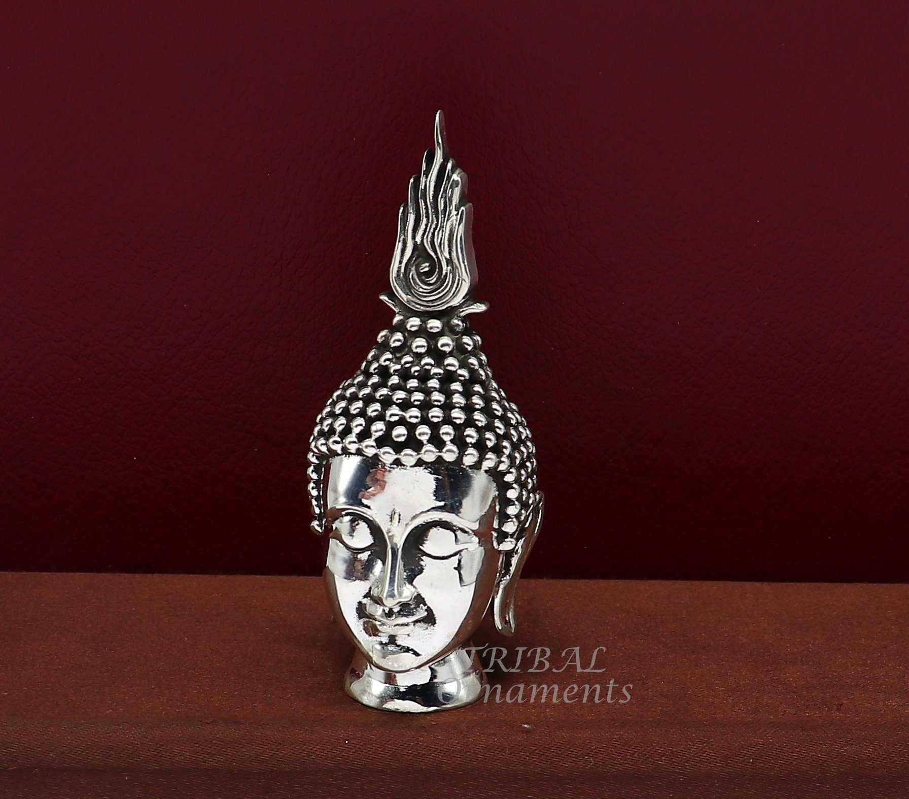 925 sterling silver handmade divine idol lord buddha face figurine statue, silver god Goutam Bbuddha sculpture best gifting article su997 - TRIBAL ORNAMENTS