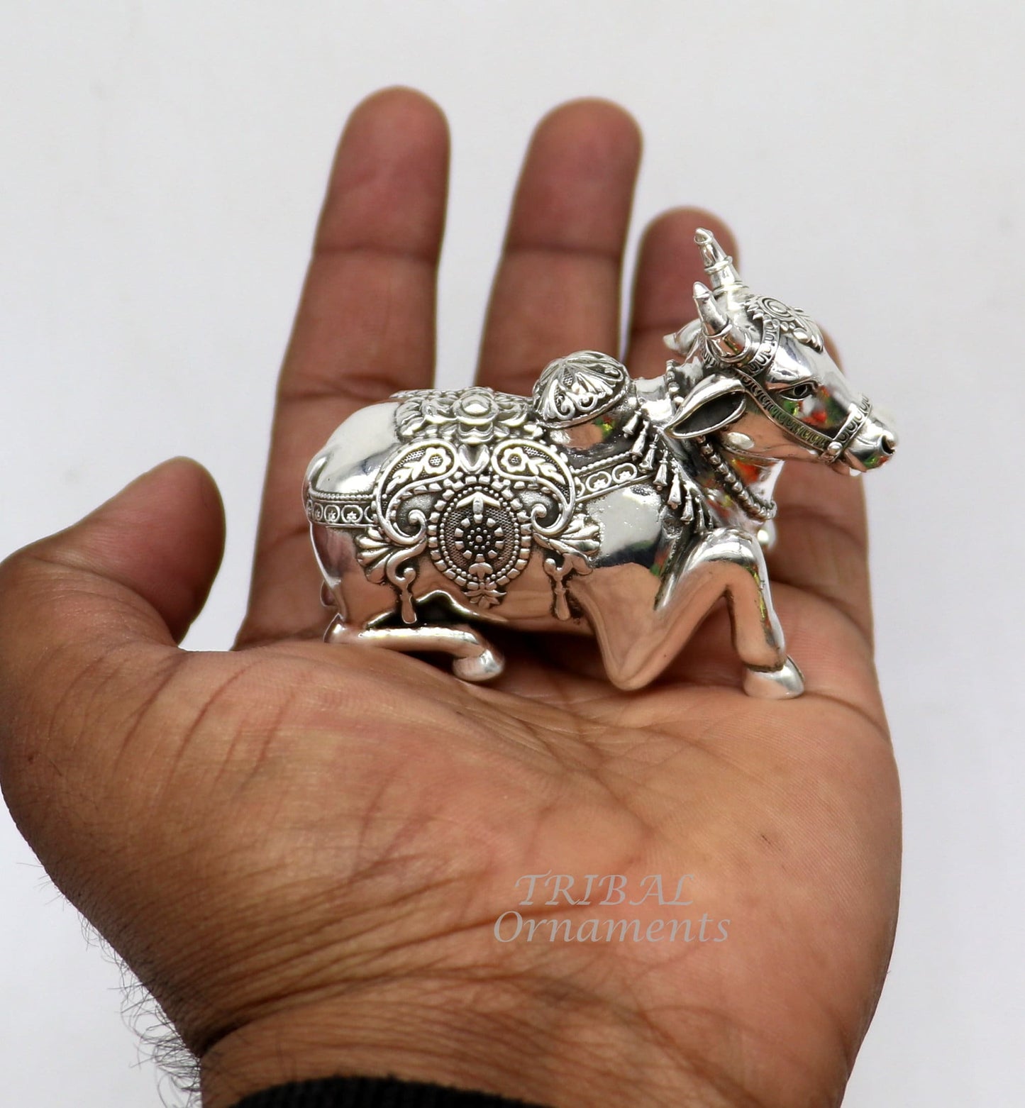 925 Sterling silver Lord Shiva Vahan Nandi Maharaj handmade small article for puja, best gift for lord Shiva, divine Nandi statue su998 - TRIBAL ORNAMENTS