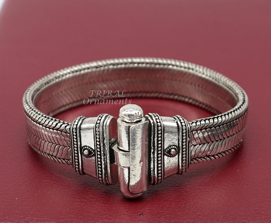14 mm 8"or 8.5" solid flat 925 sterling silver handmade gorgeous wheat chain flexible bracelet belt unisex heavy bracelet India sbr431 - TRIBAL ORNAMENTS