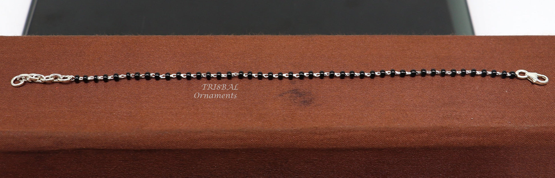 925 sterling silver modern cultural black beaded all sizes girls bracelet Combo use bracelet or anklets, best Mangalsutra bracelet sbr459 - TRIBAL ORNAMENTS