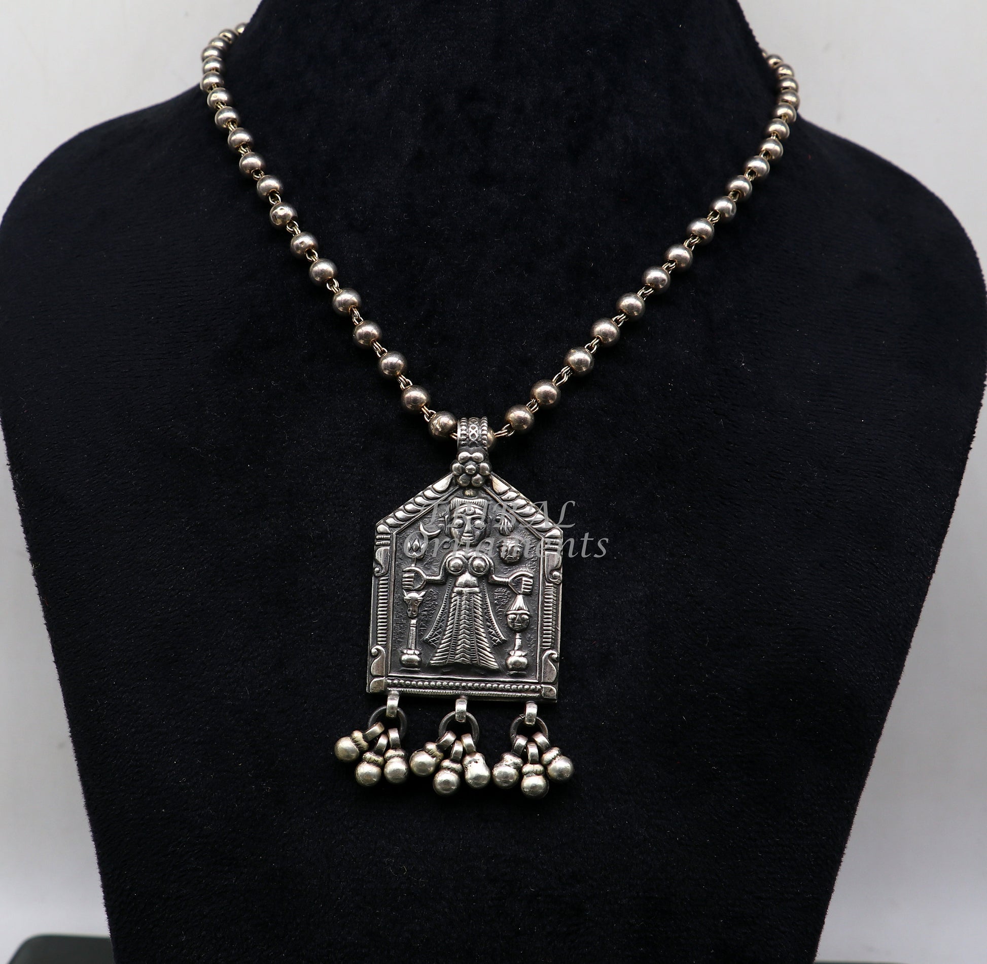 5mm beads ball and traditional cultural ethnic pendant 925 sterling silver necklace, modern trendy functional necklace in all sizes set541 - TRIBAL ORNAMENTS