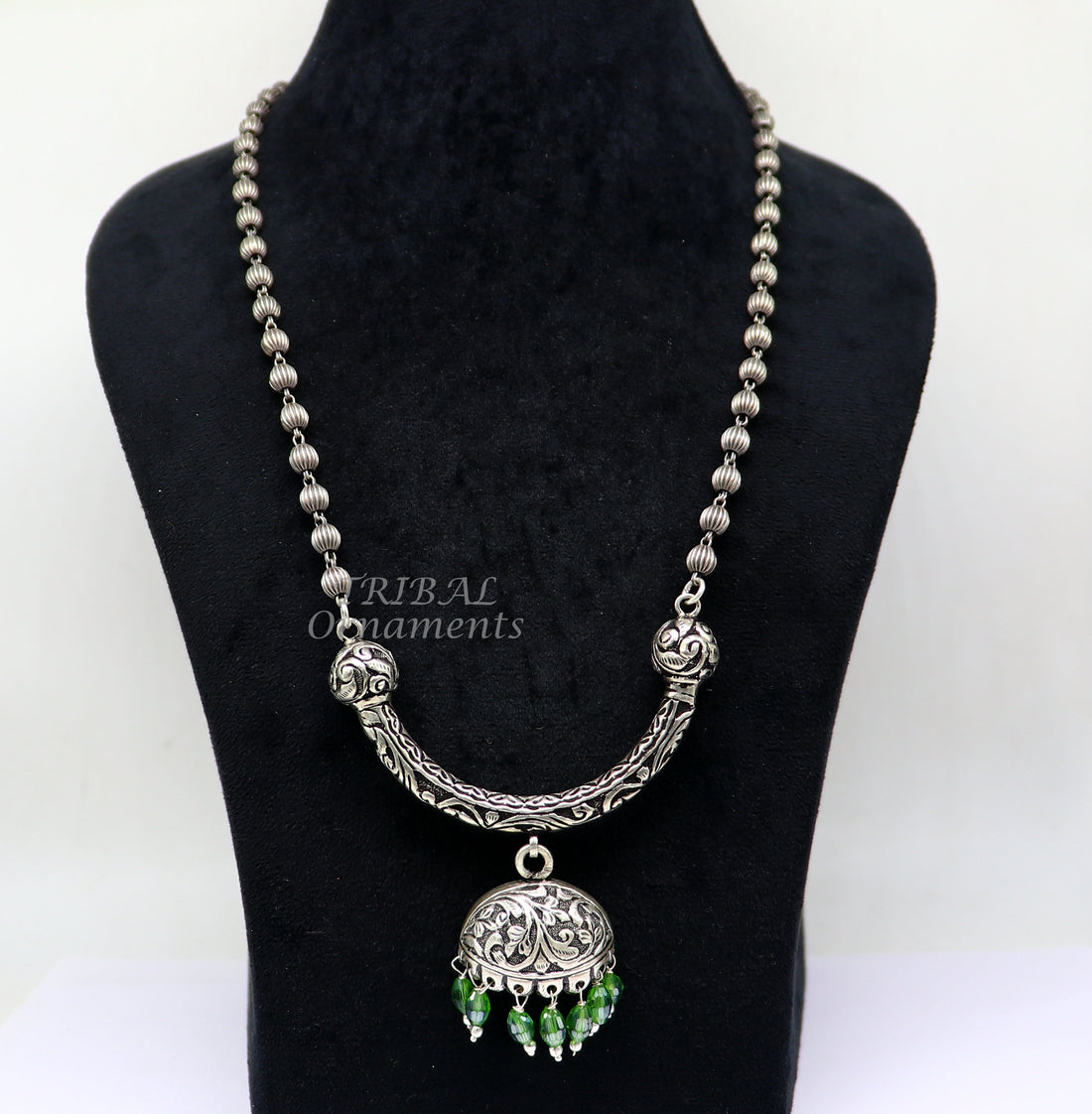 925 sterling silver handmade 5.5mm beaded long necklace with unique design traditional cultural trendy functional necklace jewelry set543 - TRIBAL ORNAMENTS