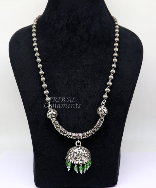 925 sterling silver handmade 5.5mm beaded long necklace with unique design traditional cultural trendy functional necklace jewelry set543 - TRIBAL ORNAMENTS