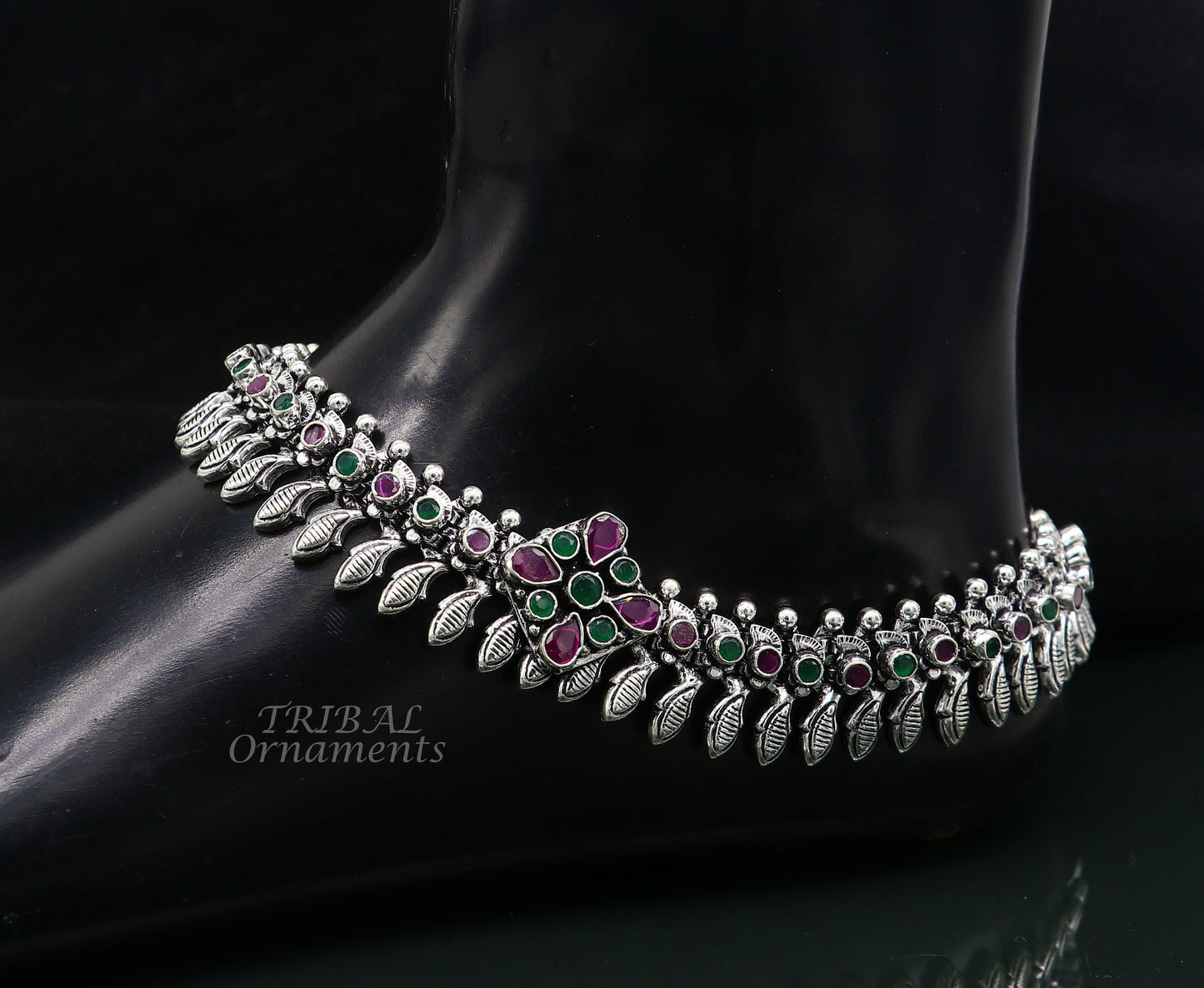 10.5" Inches long handmade 925 sterling silver fabulous color stone customized anklet bracelet, amazing anklets belly dance jewelry ank523 - TRIBAL ORNAMENTS