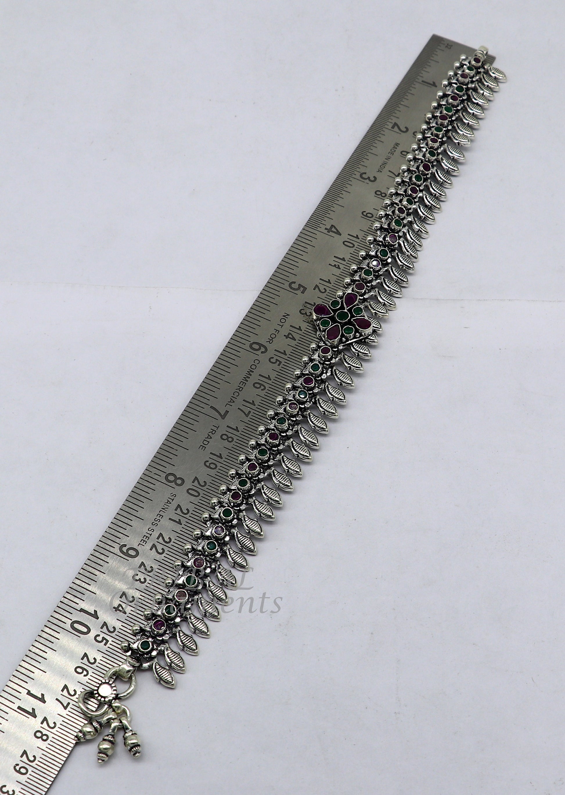 10.5" Inches long handmade 925 sterling silver fabulous color stone customized anklet bracelet, amazing anklets belly dance jewelry ank523 - TRIBAL ORNAMENTS