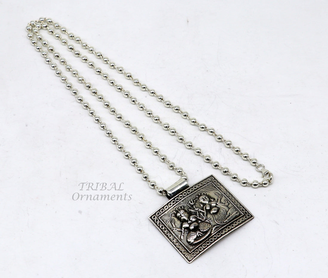 925 sterling silver handmade unique pendant stylish beaded long necklace, wedding brides charm necklace tribal ethnic jewelry SET526 - TRIBAL ORNAMENTS