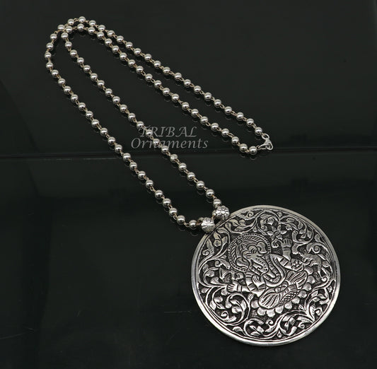 925 sterling silver handmade 26"long beads necklace traditional cultural trendy Lord Ganesha necklace Delicate Necklaces jewelry set557 - TRIBAL ORNAMENTS