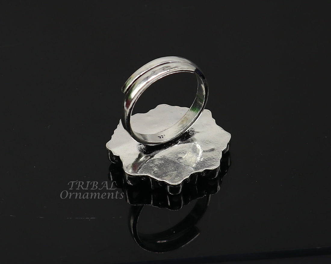 925 sterling silver handmade cubic zirconia and red stone ring adjustable for all sizes best girl's gifting fashionable stylish ring sr354 - TRIBAL ORNAMENTS