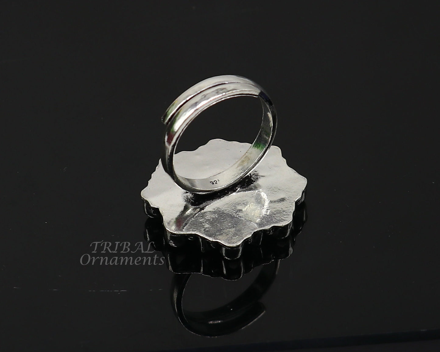 925 sterling silver handmade cubic zirconia and red stone ring adjustable for all sizes best girl's gifting fashionable stylish ring sr354 - TRIBAL ORNAMENTS
