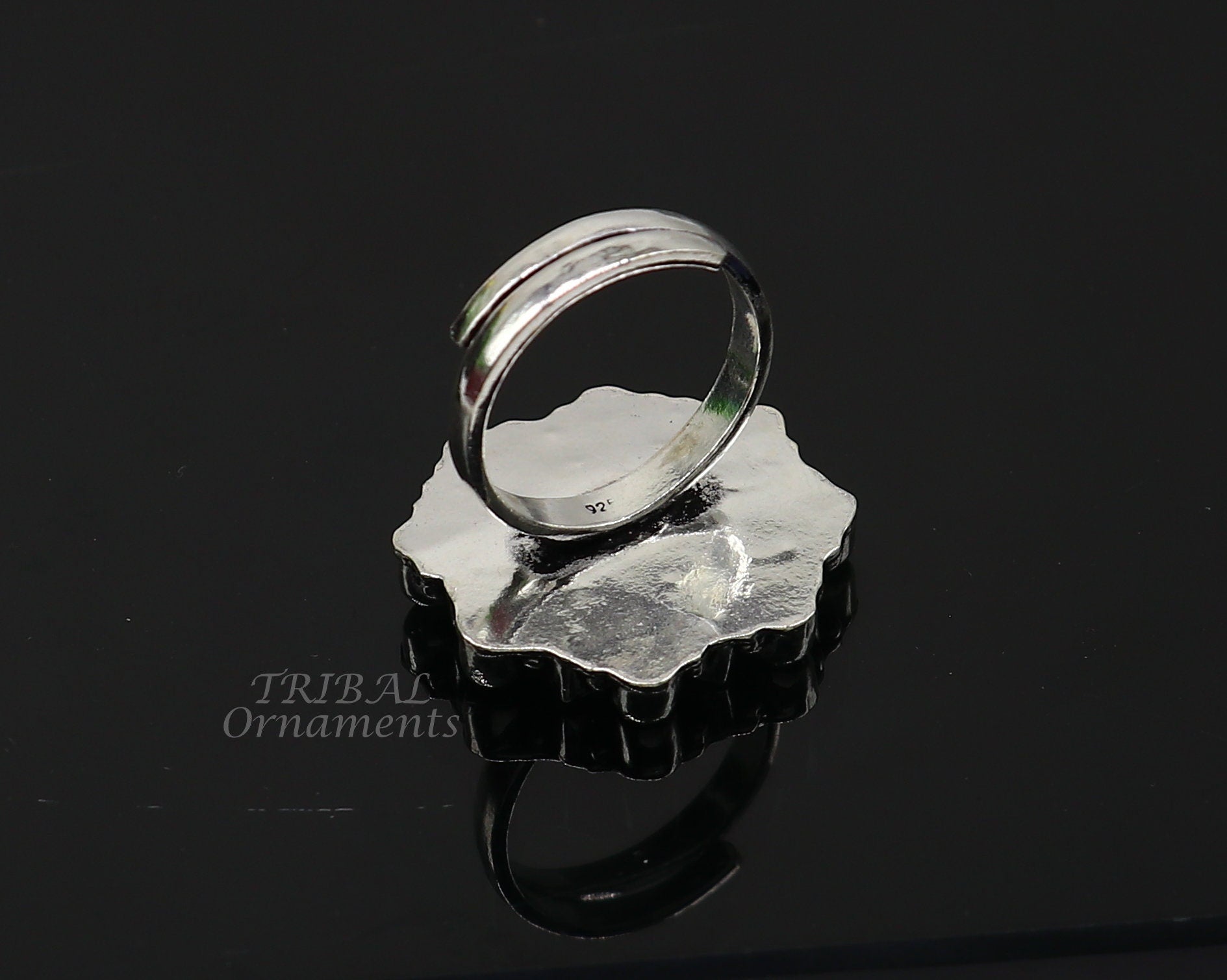 925 sterling silver handmade cubic zirconia and red stone ring adjustable for all sizes best girl's gifting fashionable stylish ring sr354 - TRIBAL ORNAMENTS