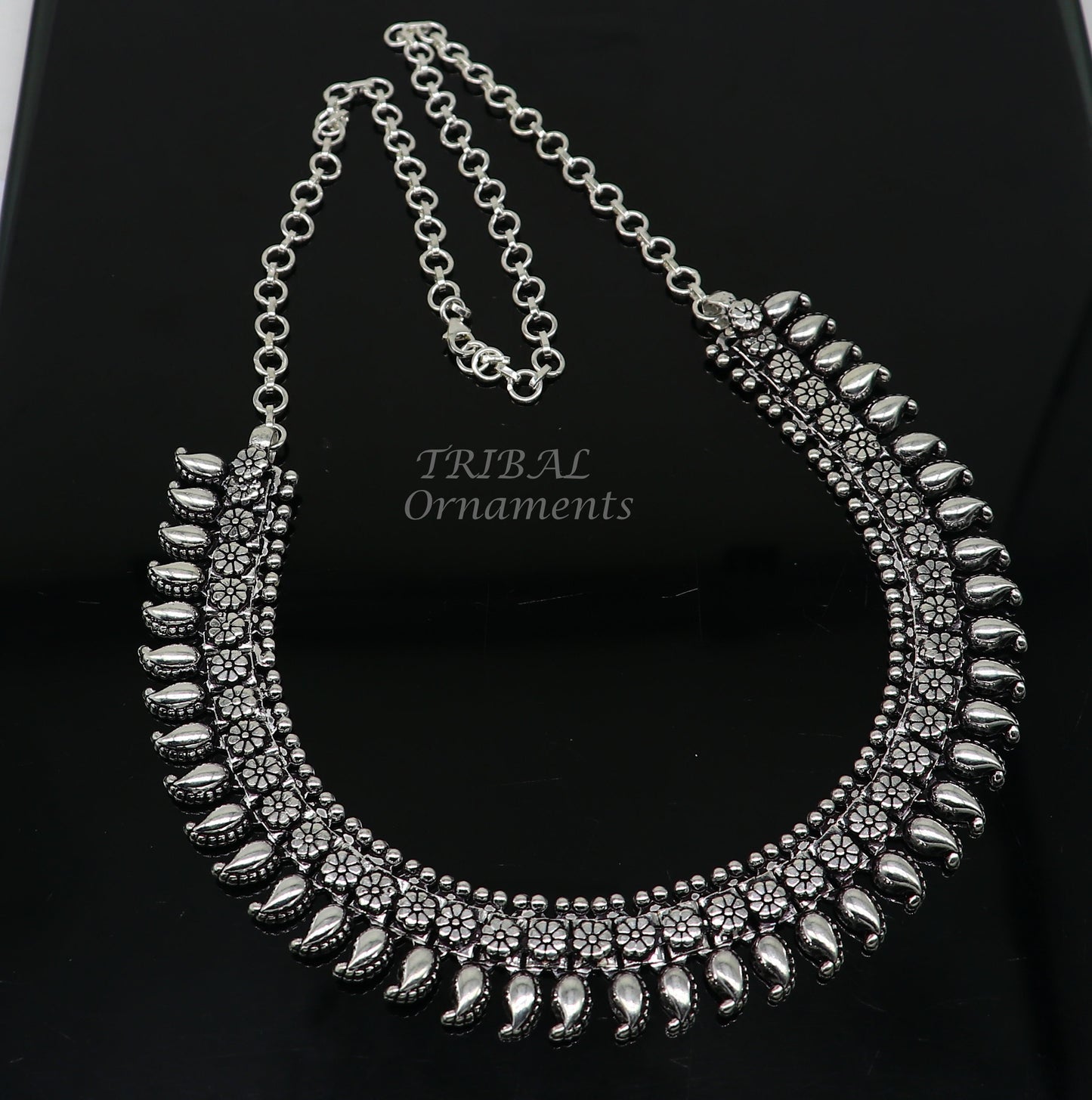 925 sterling silver handcrafted vintage design ethnic charm necklace excellent gifting tribal brides belly dance jewelry india set564 - TRIBAL ORNAMENTS