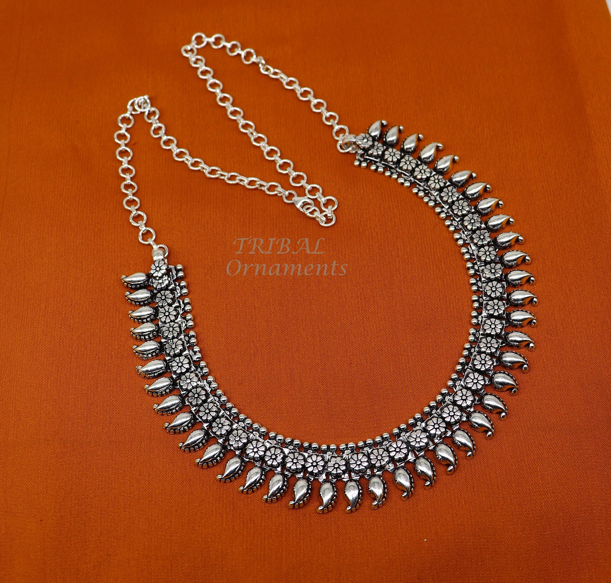 925 sterling silver handcrafted vintage design ethnic charm necklace excellent gifting tribal brides belly dance jewelry india set564 - TRIBAL ORNAMENTS